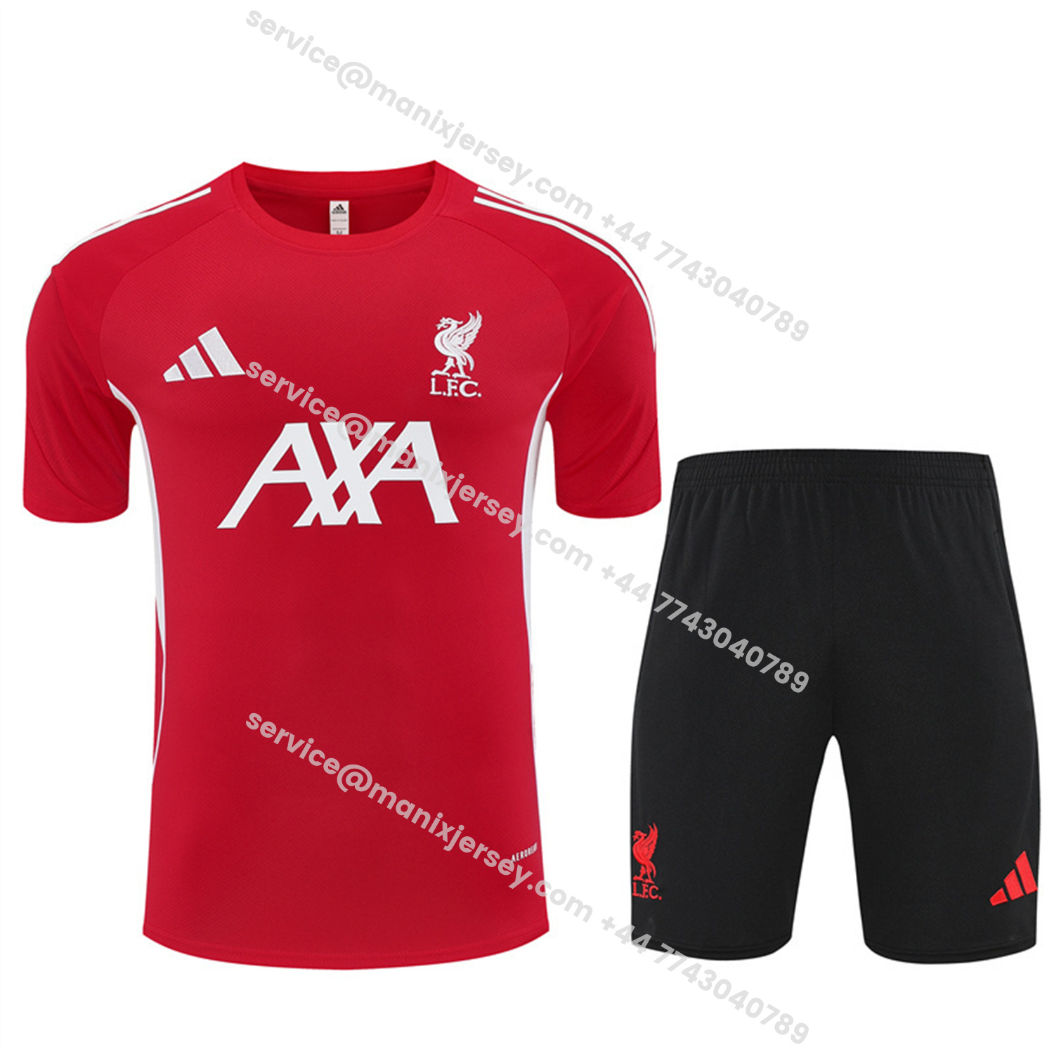 ManixJersey.com | Arsenal 25-26 Kids Short-Sleeve Training Set - Red Top & Black Shorts -Customize Name, Number and Patch | Worldwide Shipping