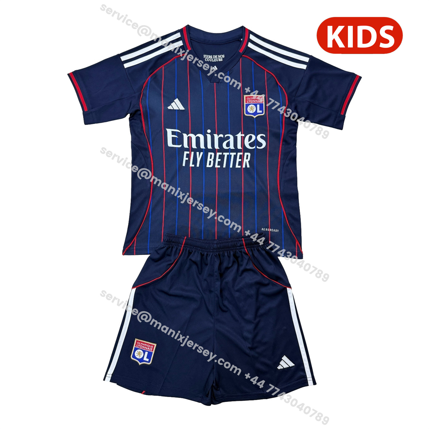 ManixJersey.com | Lyon 25-26 Away Kids Kit -Customize Name, Number and Patch | Worldwide Shipping