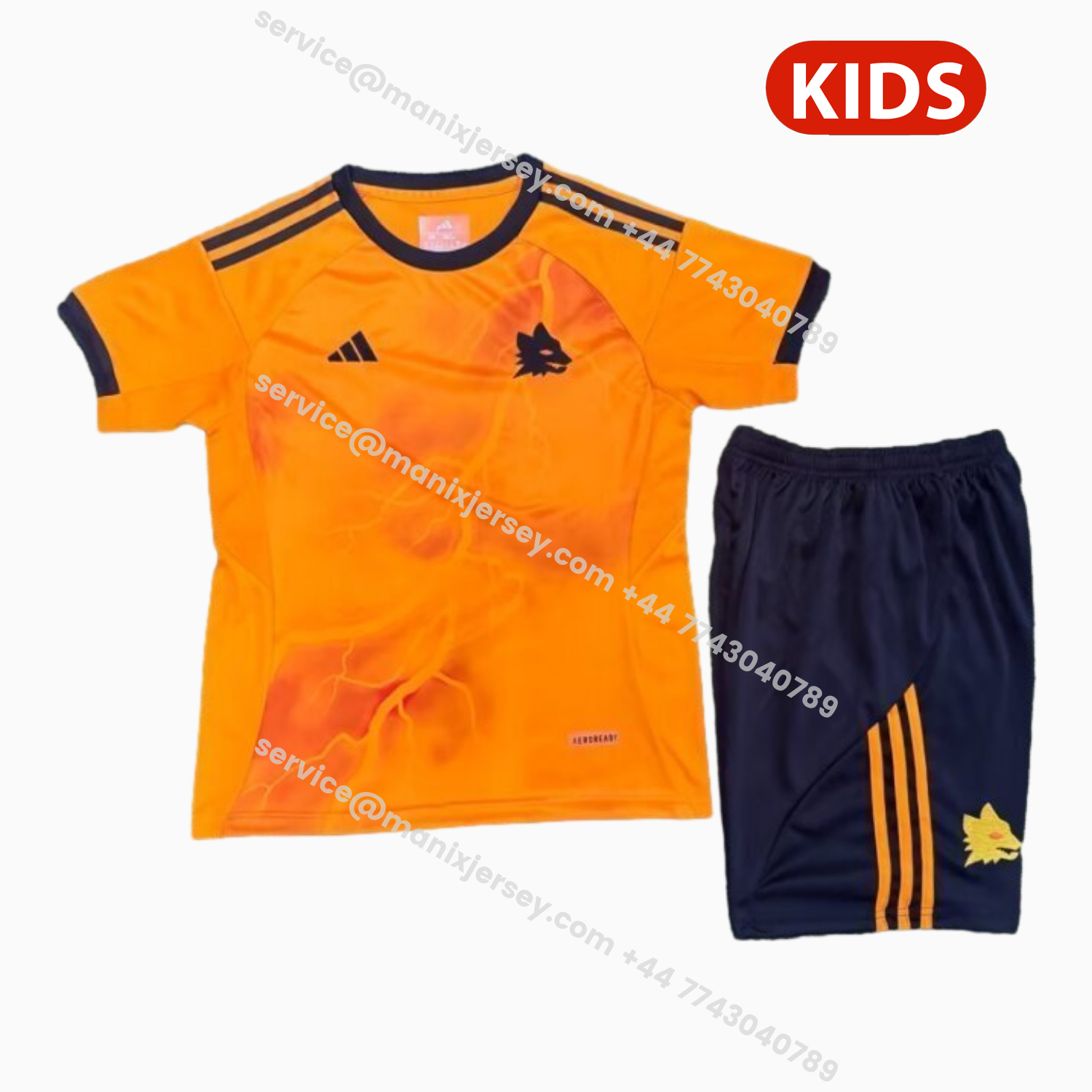 ManixJersey.com | AS Roma 25-26 Away Unsponsored Kids Kit -Customize Name, Number and Patch | Worldwide Shipping