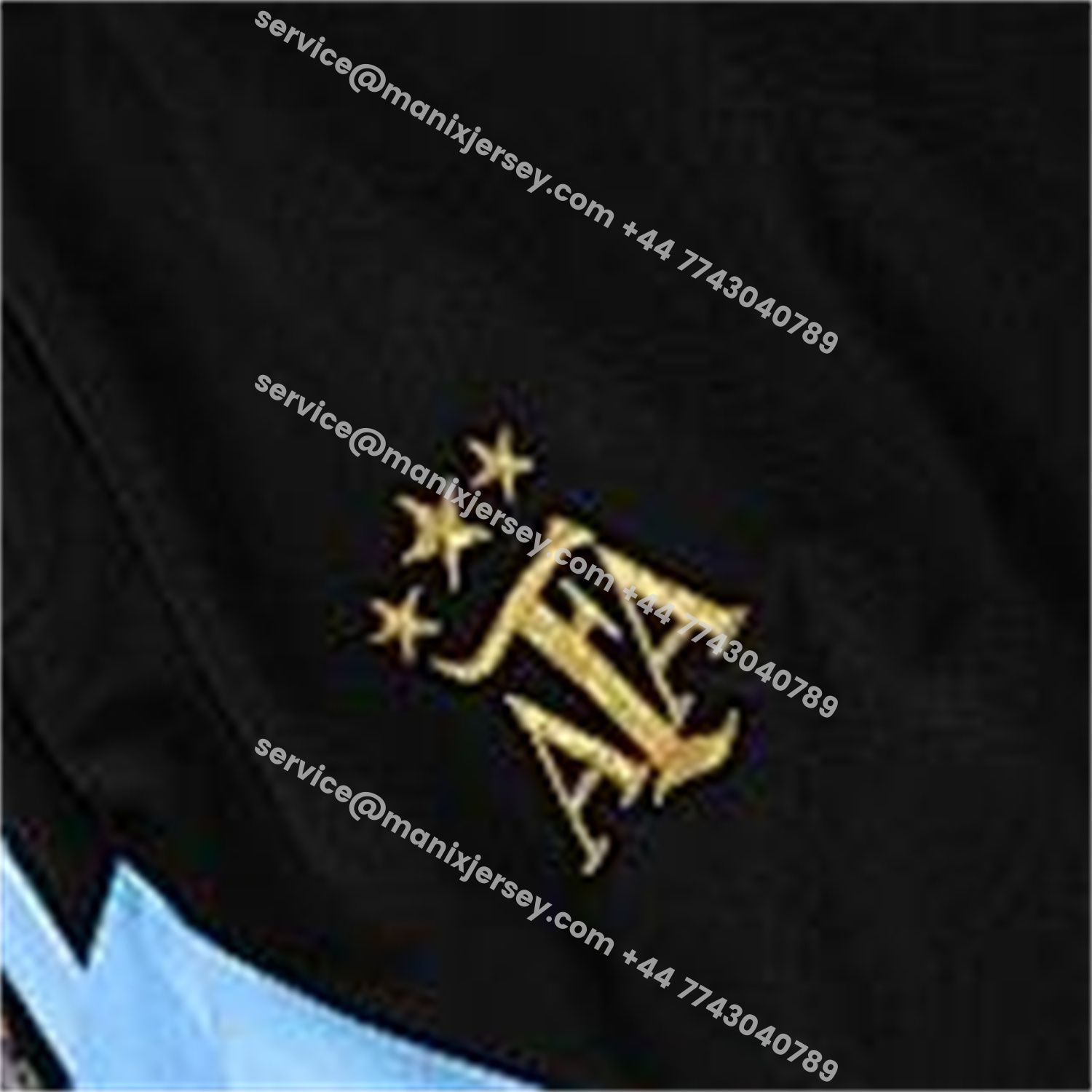 ManixJersey.com | Argentina 25-26 Short-Sleeve Training Set - Blue Stripes Black Top & Black Shorts -Customize Name, Number and Patch | Worldwide Shipping