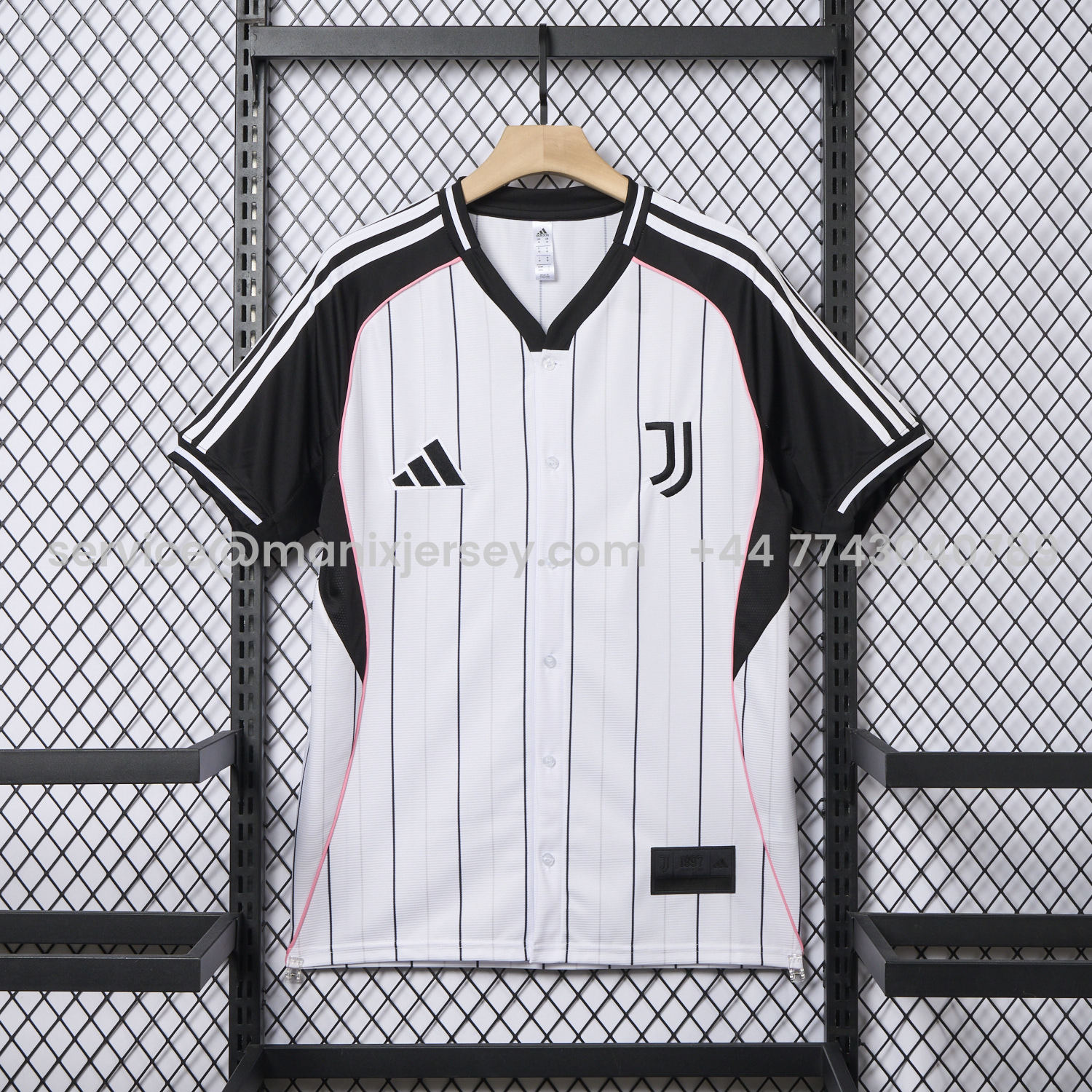 ManixJersey.com | Juventus 25-26 White Baseball Jersey with Black Stripes -Customize Name, Number and Patch | Worldwide Shipping