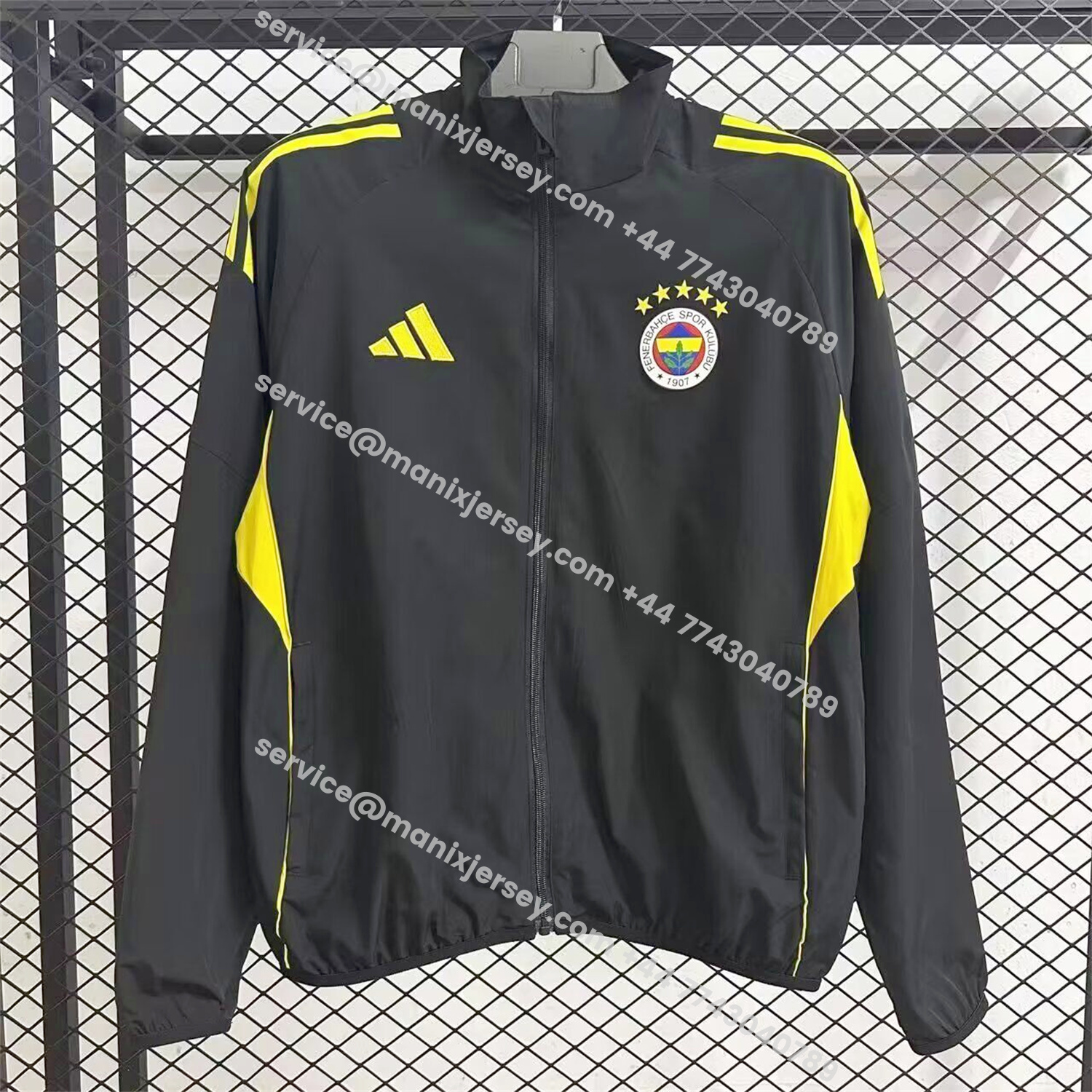 ManixJersey.com | Fenerbahce 25-26 Windbreaker Jacket - Black -Customize Name, Number and Patch | Worldwide Shipping