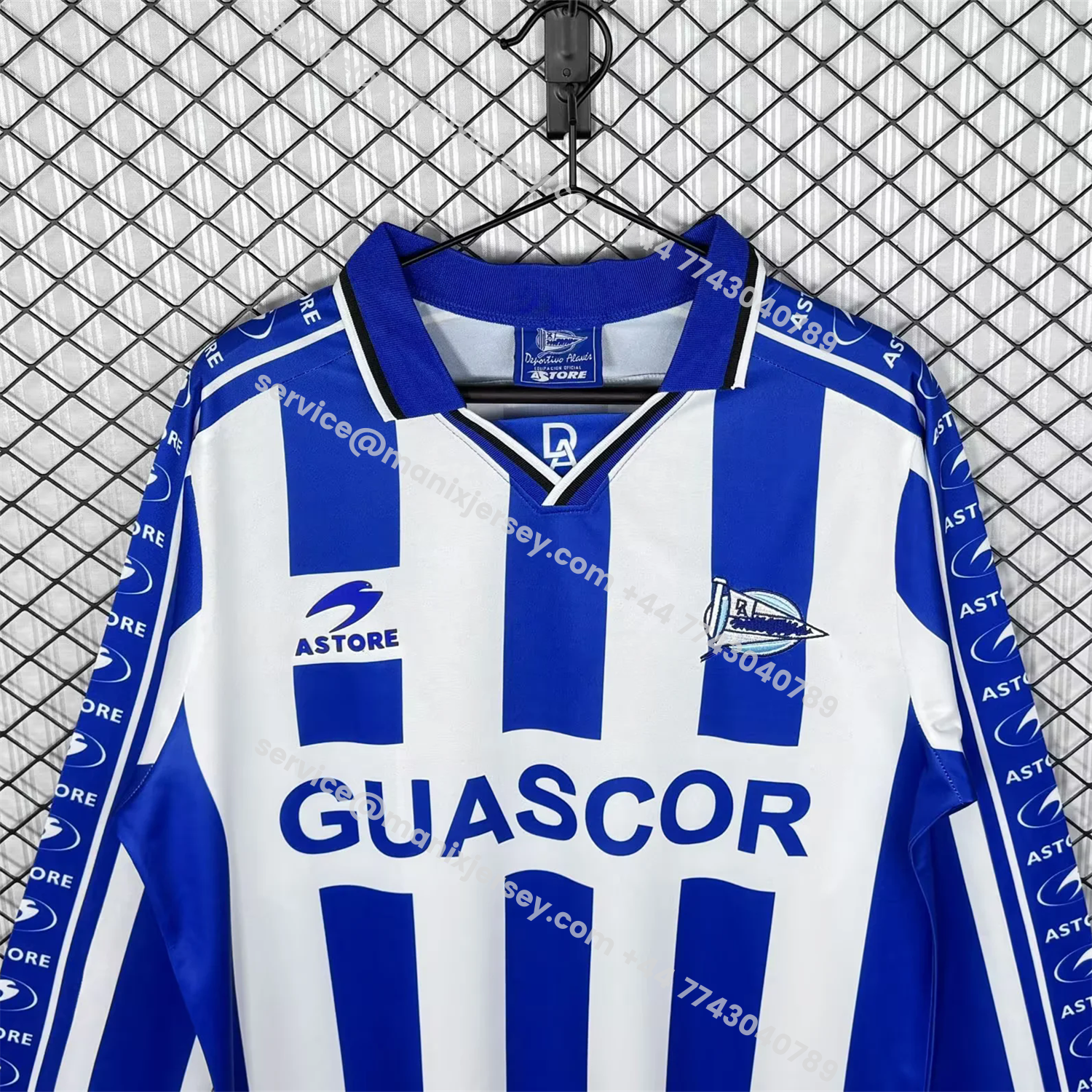 ManixJersey.com | Retro Deportivo Alavés 1998-99 Home Long Sleeves Jersey -Customize Name, Number and Patch | Worldwide Shipping