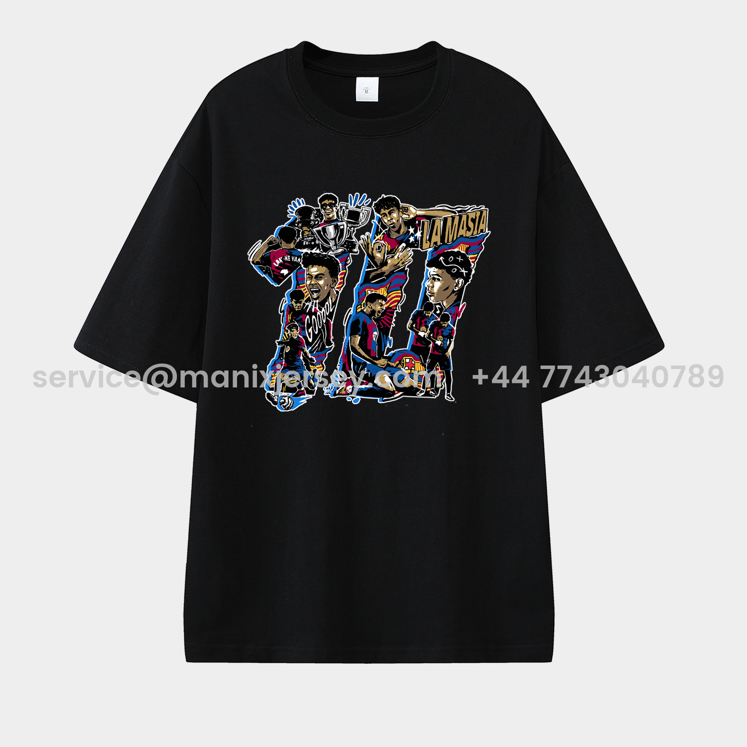 ManixJersey.com | LAMINE YAMAL - Barcelona No. 10 Glories Collage 2025 Unisex Pure Cotton T-shirt -Customize Name, Number and Patch | Worldwide Shipping