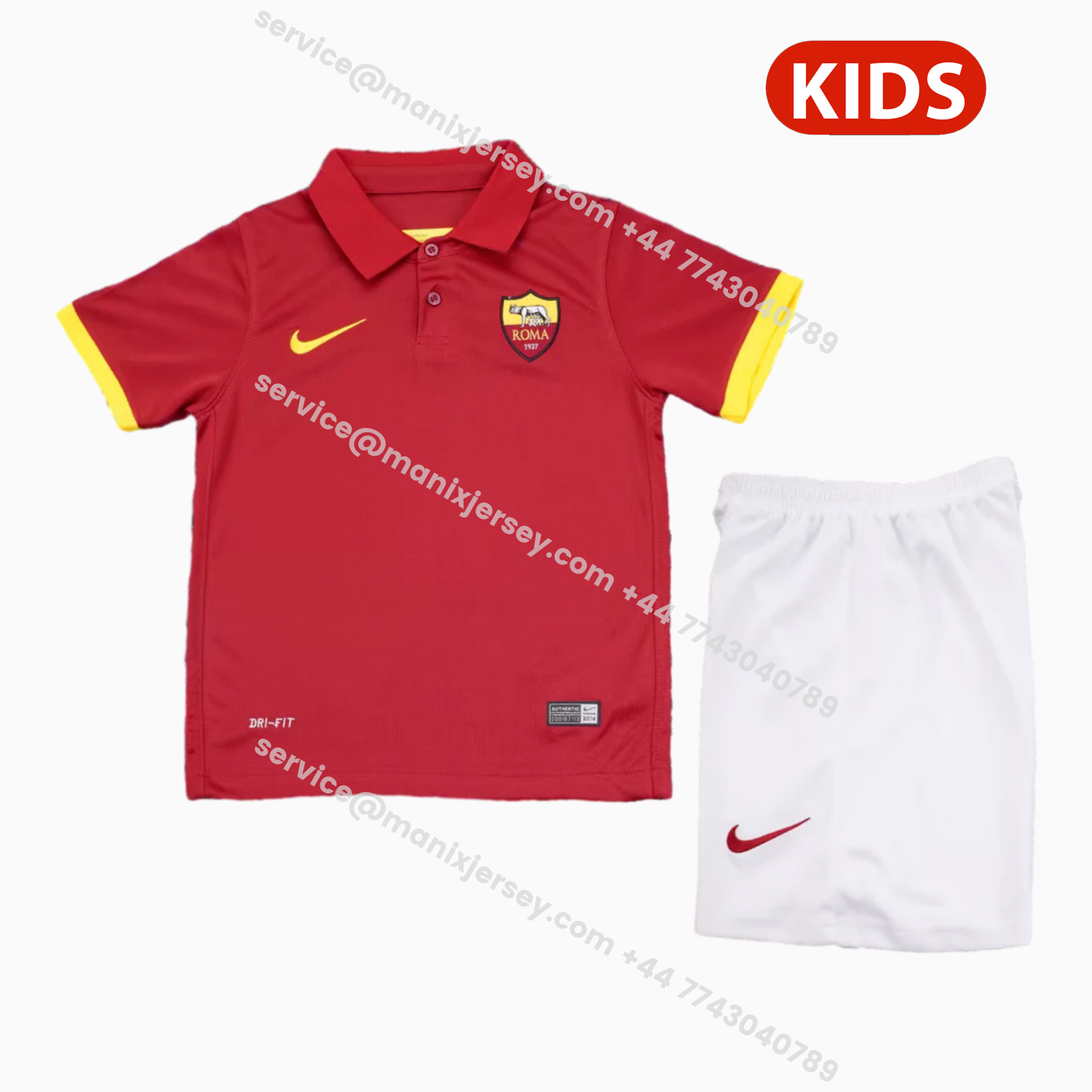 ManixJersey.com | Retro Roma 2014-15 Home Kids Kit -Customize Name, Number and Patch | Worldwide Shipping
