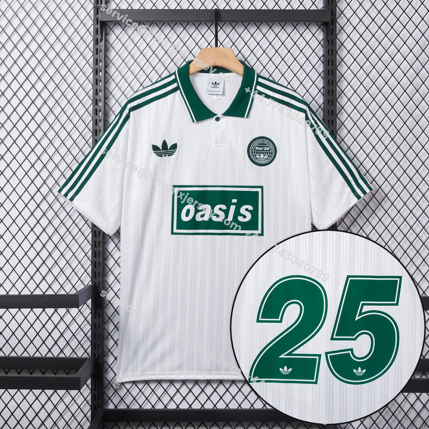 ManixJersey.com | Bohemian 25-26 Oasis Originals Tour Light White Jersey With Number 25 - Fans Version -Customize Name, Number and Patch | Worldwide Shipping