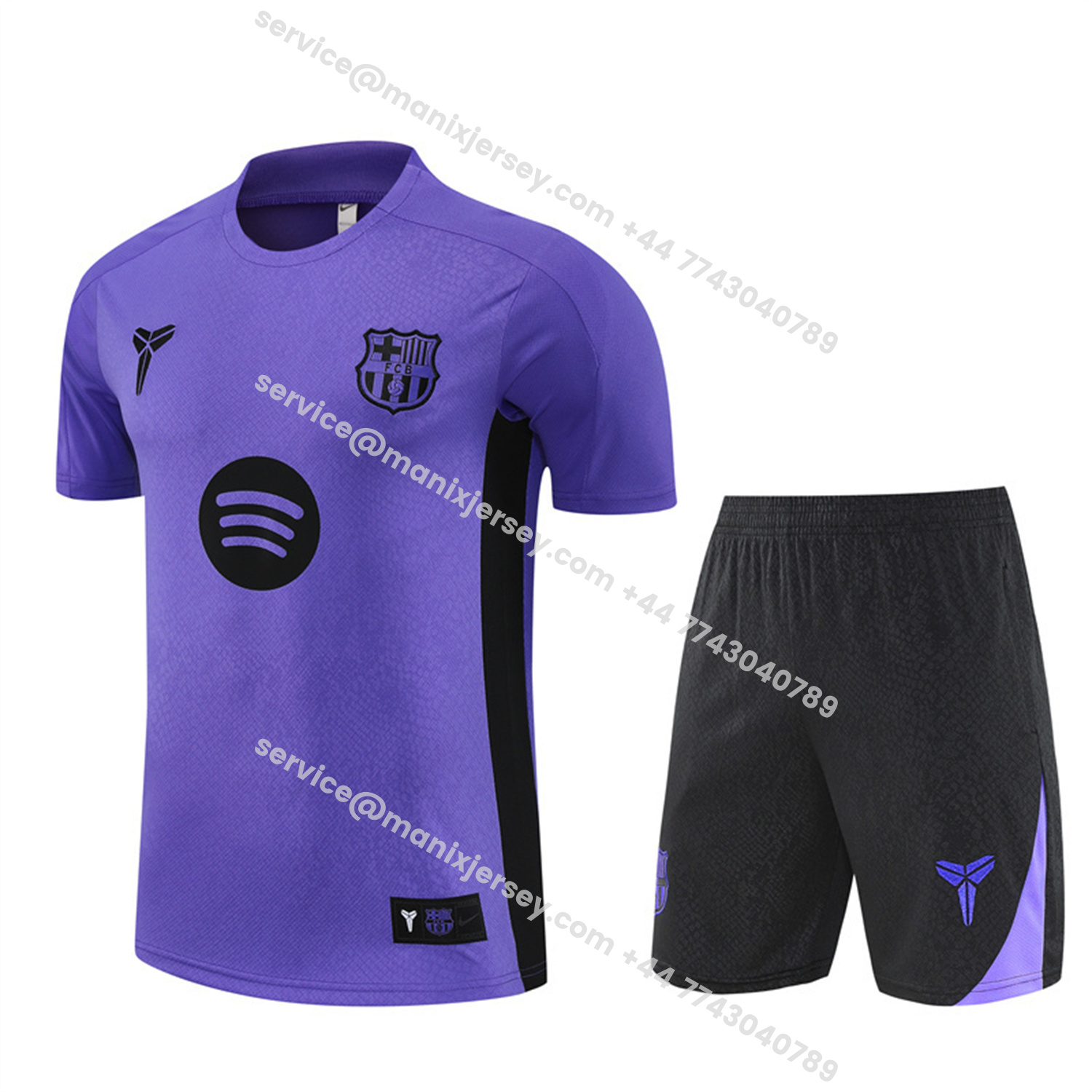 ManixJersey.com | Barcelona 25-26 X KB Short-Sleeve Training Set - Purple Top & Black Shorts -Customize Name, Number and Patch | Worldwide Shipping