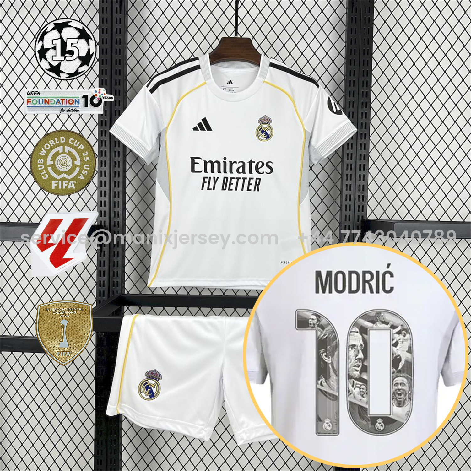 ManixJersey.com | Real Madrid 25-26 Home Modrić Limited Edition Kids Kit - Fans Version -Customize Name, Number and Patch | Worldwide Shipping