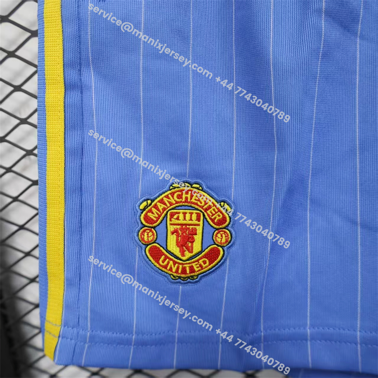 ManixJersey.com | Manchester United 25-26 Trefoil Blue Travel Shorts - Player Version -Customize Name, Number and Patch | Worldwide Shipping