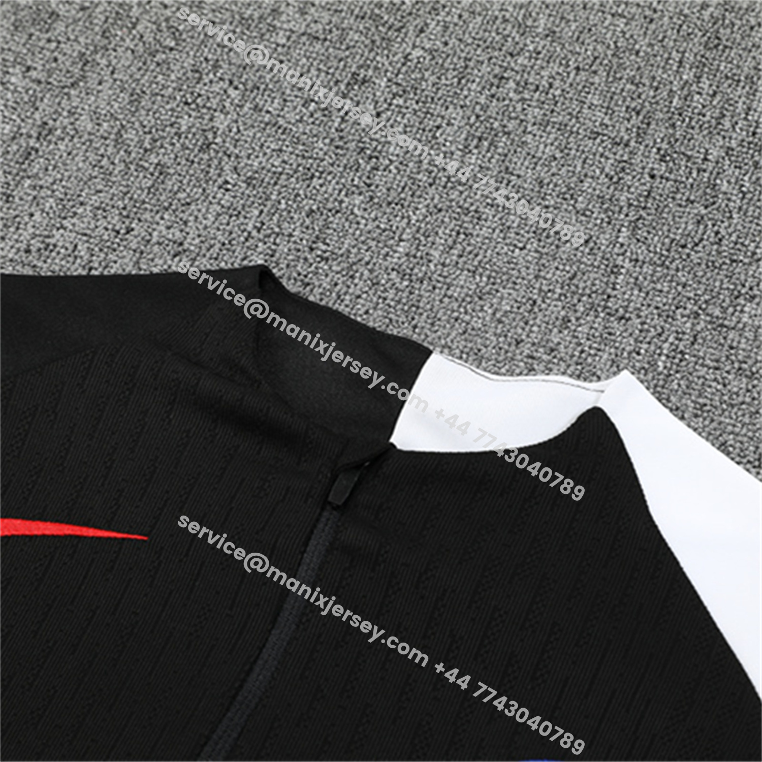 ManixJersey.com | Paris Saint-Germain PSG 25-26 Long Sleeve Training Set - Player Version - Black Top and Black Pants -Customize Name, Number and Patch | Worldwide Shipping