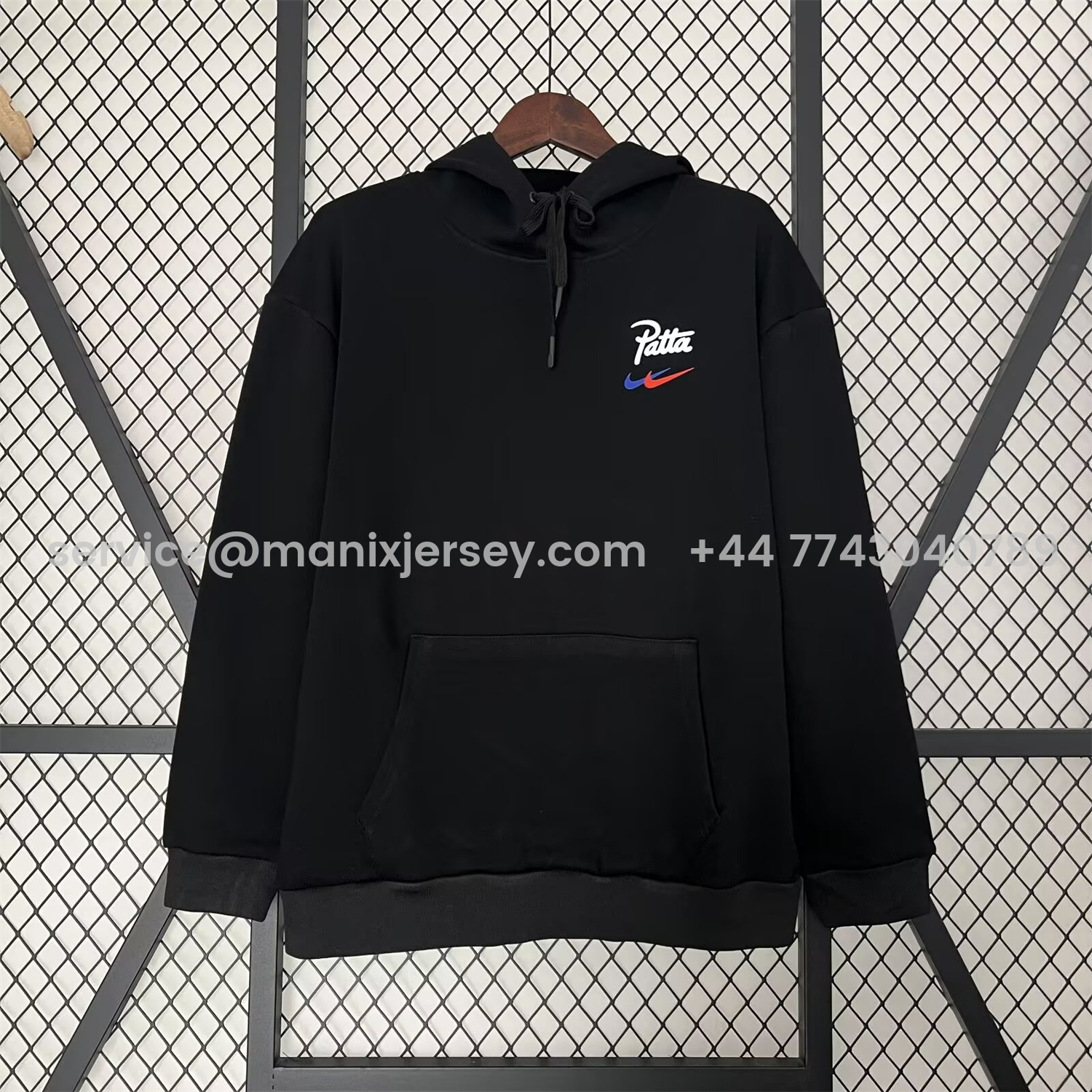 ManixJersey.com | Barcelona x Patta 25-26 Black Unisex Pullover Hoodie -Customize Name, Number and Patch | Worldwide Shipping