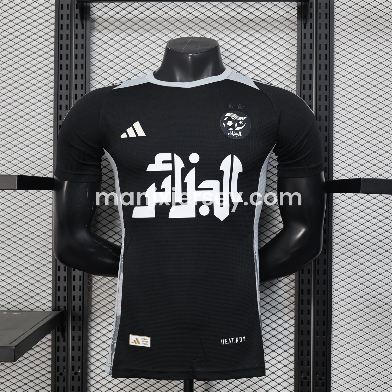 ManixJersey.com | Algeria 25-26 Pure Black with White Chest Text Jersey - Player Version -Customize Name, Number and Patch | Worldwide Shipping