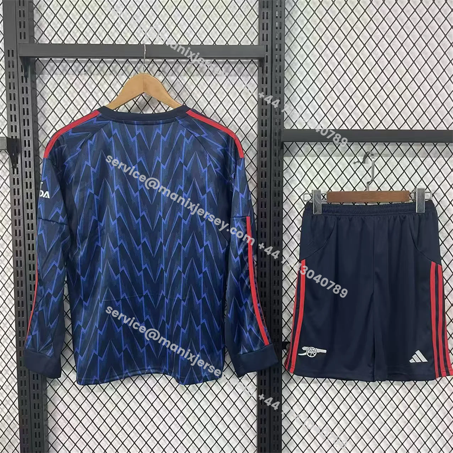 ManixJersey.com | Arsenal 25-26 Away Blue Long Sleeves Kids Kit -Customize Name, Number and Patch | Worldwide Shipping