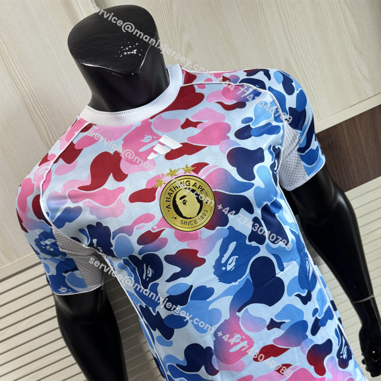ManixJersey.com | Adidas x A Bathing Ape Pink And Blue Camouflage Special Jersey - Player Version -Customize Name, Number and Patch | Worldwide Shipping