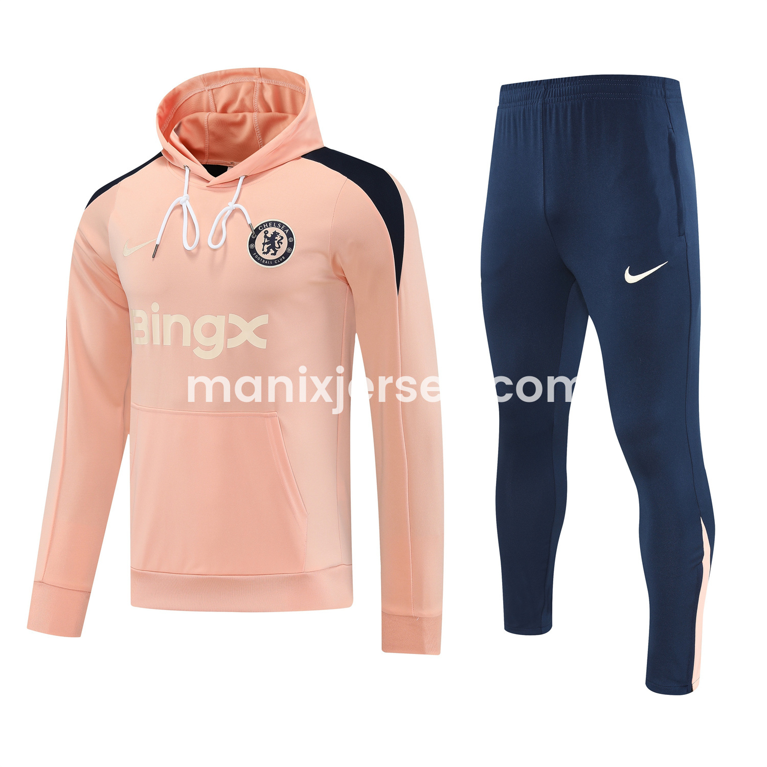 ManixJersey.com | C.H.E.L.S.E.A 25-26 Traning Hoodie Set - Pink With Royal Blue -Customize Name, Number and Patch | Worldwide Shipping
