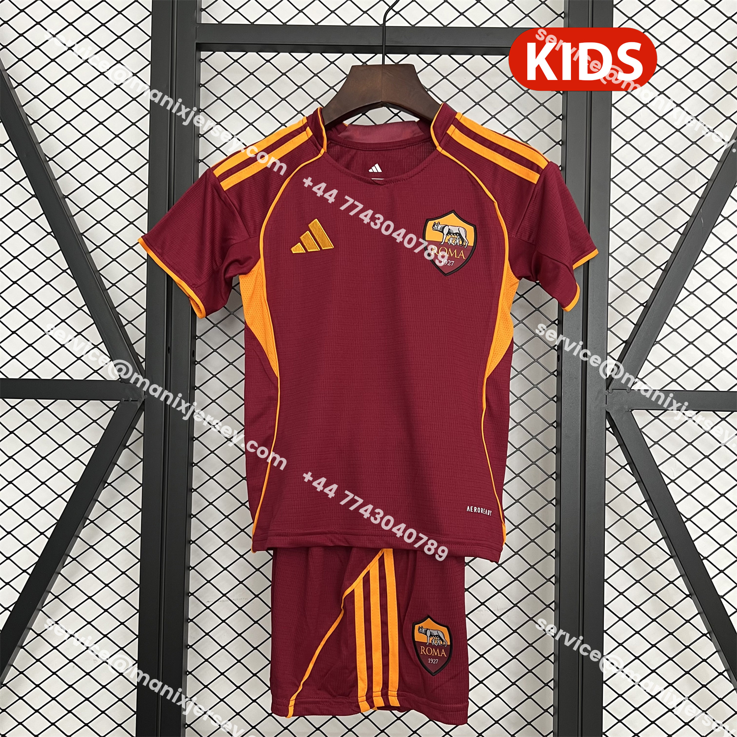 ManixJersey.com | AS Roma 25-26 Home Unsponsored Kids Kit -Customize Name, Number and Patch | Worldwide Shipping