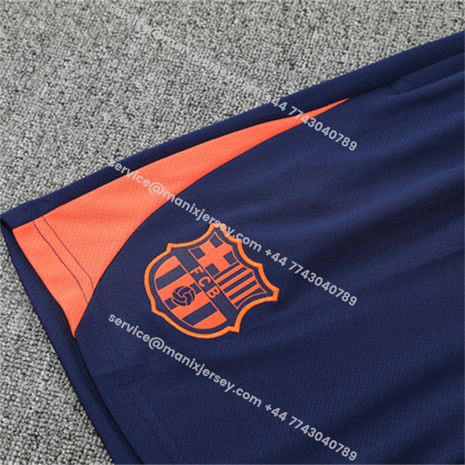 ManixJersey.com | Barcelona 25-26 Short-Sleeve Training Set - Red Blue Line Top & Blue Shorts -Customize Name, Number and Patch | Worldwide Shipping