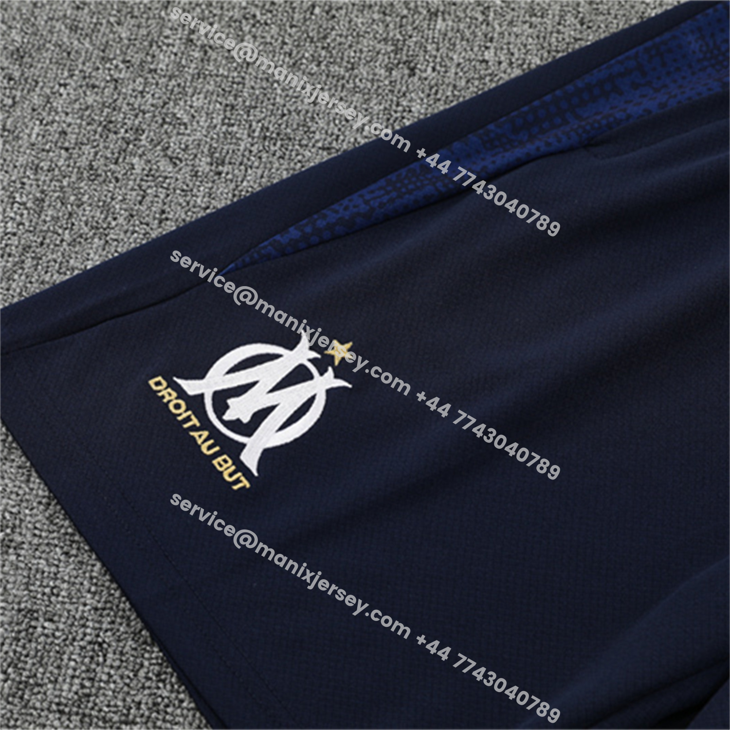 ManixJersey.com | Marseille 25-26 Short-Sleeve Training Set - Nattierblue Top & Deep Blue Pants -Customize Name, Number and Patch | Worldwide Shipping