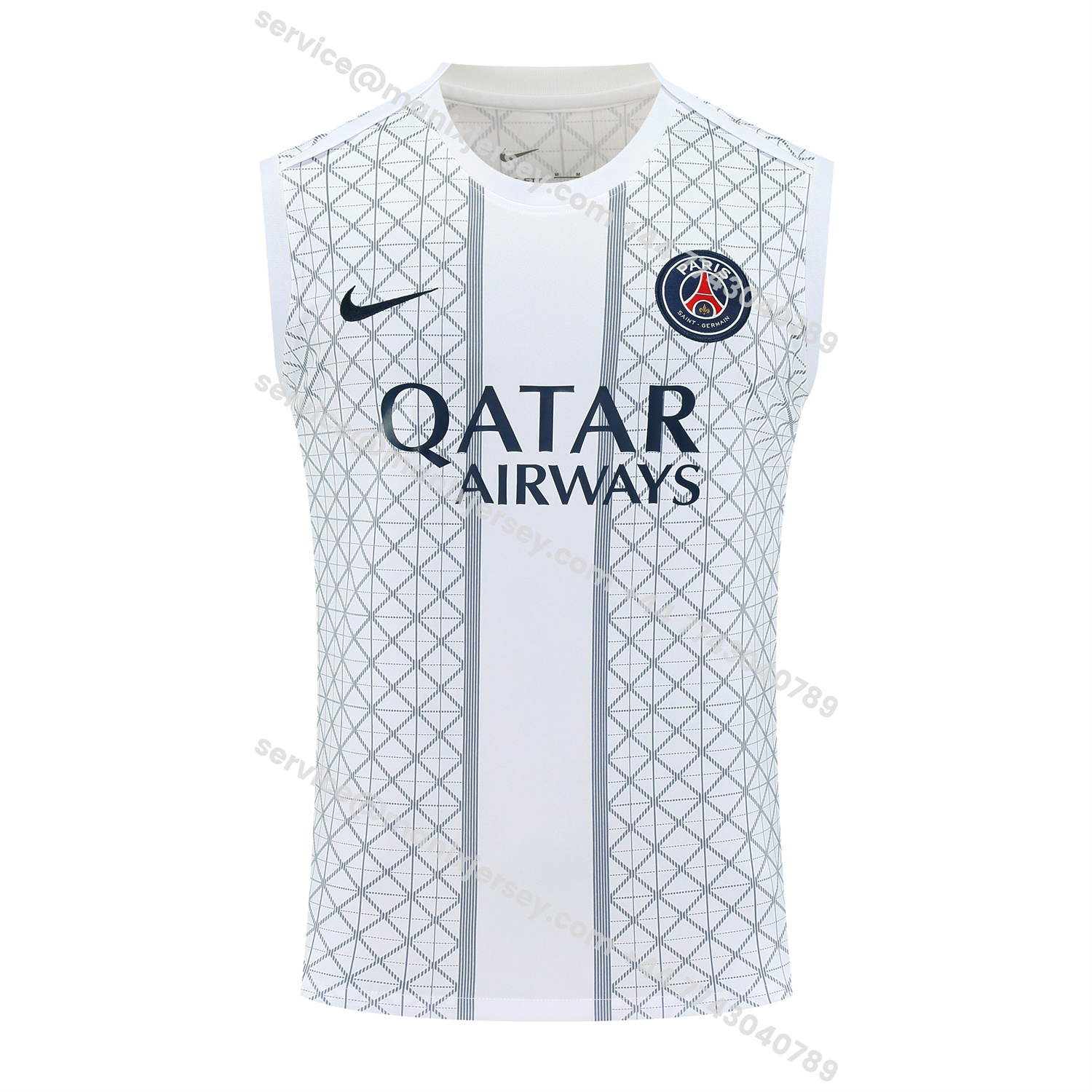 ManixJersey.com | Paris Saint-Germain PSG 25-26 Vest Training Set - White Vest & Deep Blue Shorts -Customize Name, Number and Patch | Worldwide Shipping