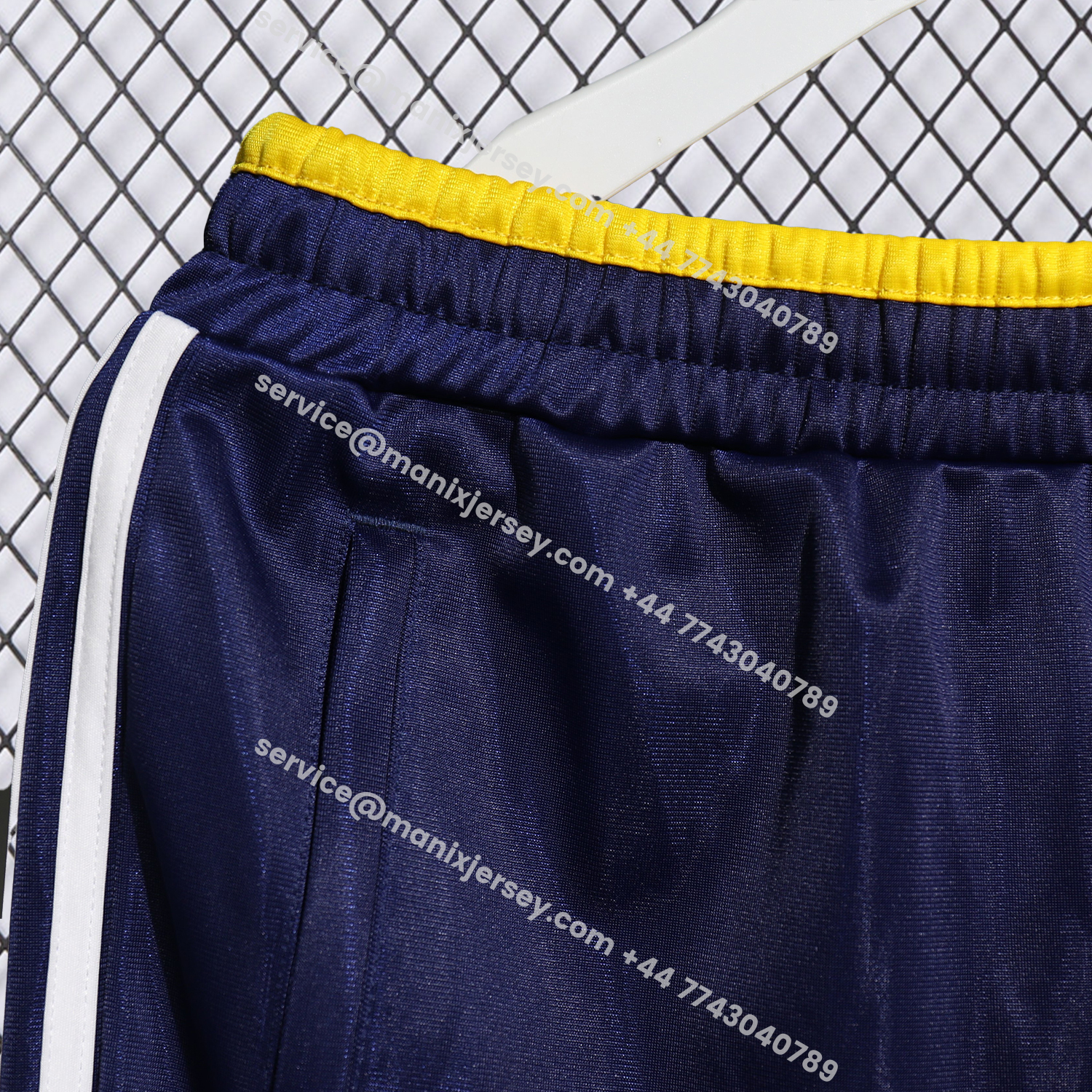 ManixJersey.com | Real Madrid 25-26 Pure Color Yellow Lines Training Set - Dark Blue Top and Dark Blue Pants -Customize Name, Number and Patch | Worldwide Shipping