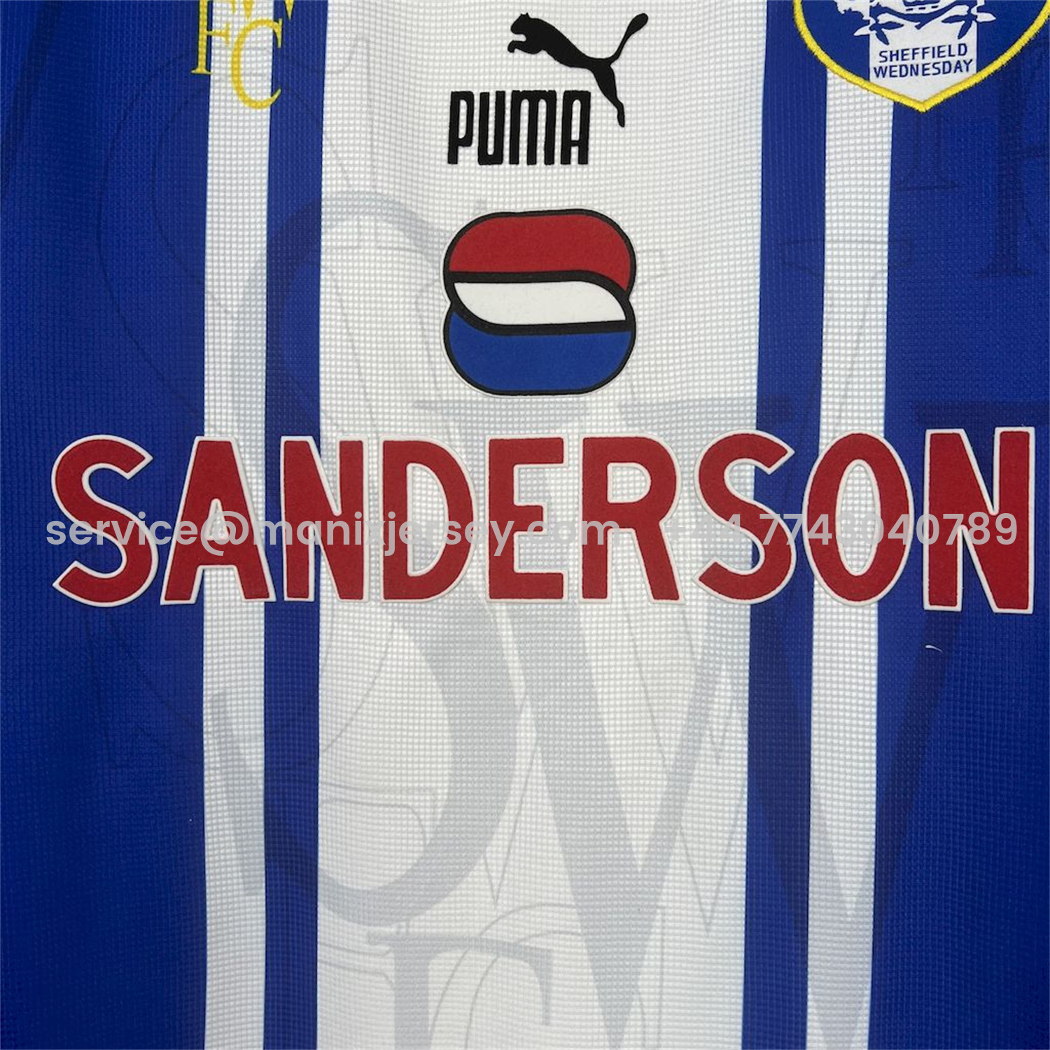 ManixJersey.com | Retro Sheffield Wednesday 1996-97 Home Jersey -Customize Name, Number and Patch | Worldwide Shipping