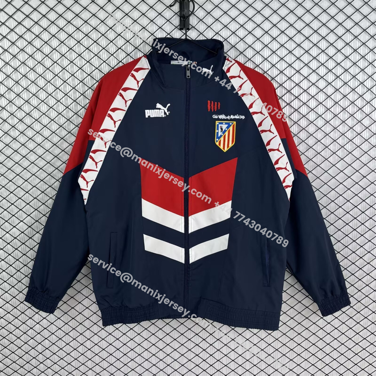 ManixJersey.com | Atletico Madrid 25-26 Windbreaker Jacket - Black -Customize Name, Number and Patch | Worldwide Shipping
