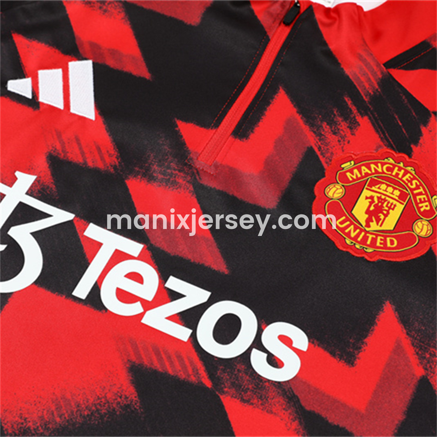 ManixJersey.com | Manchester United 25-26 Long Sleeves Training Set - Red-Black Top & Black Pants -Customize Name, Number and Patch | Worldwide Shipping