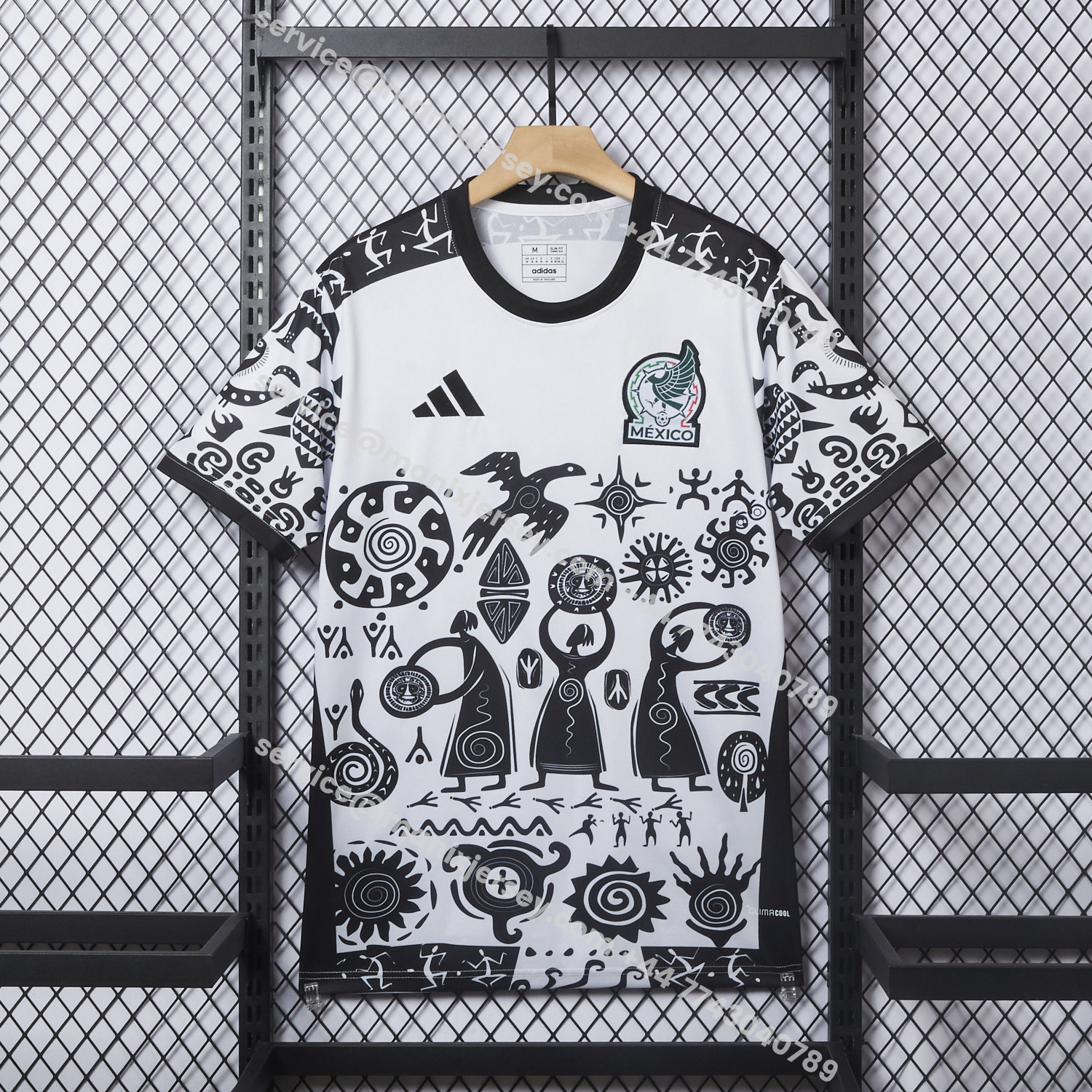 ManixJersey.com | Mexico 25-26 Mayan Cvilization Black And White Special Jersey - Fans Version -Customize Name, Number and Patch | Worldwide Shipping