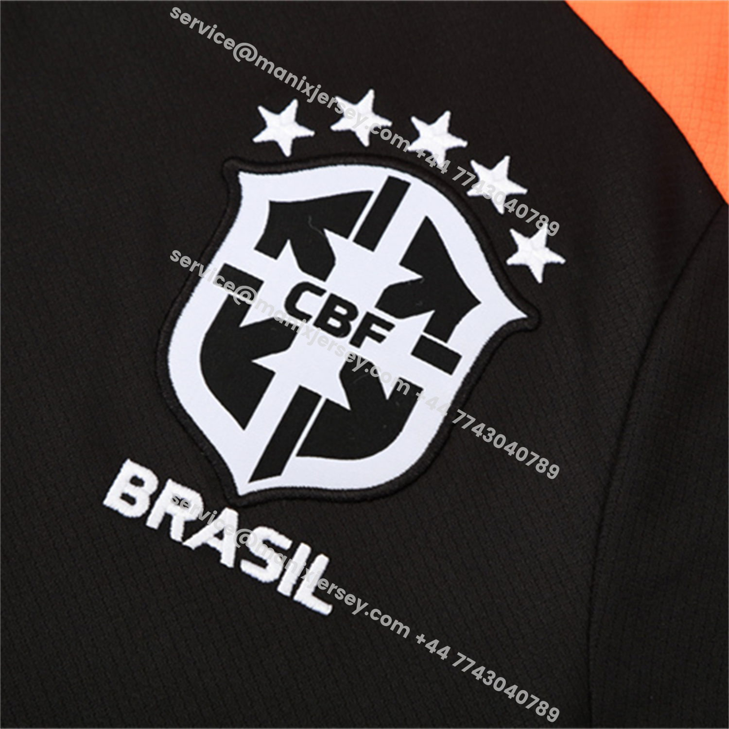 ManixJersey.com | Brazil 25-26 Short-Sleeve Training Set - Black Top & Black Shorts -Customize Name, Number and Patch | Worldwide Shipping