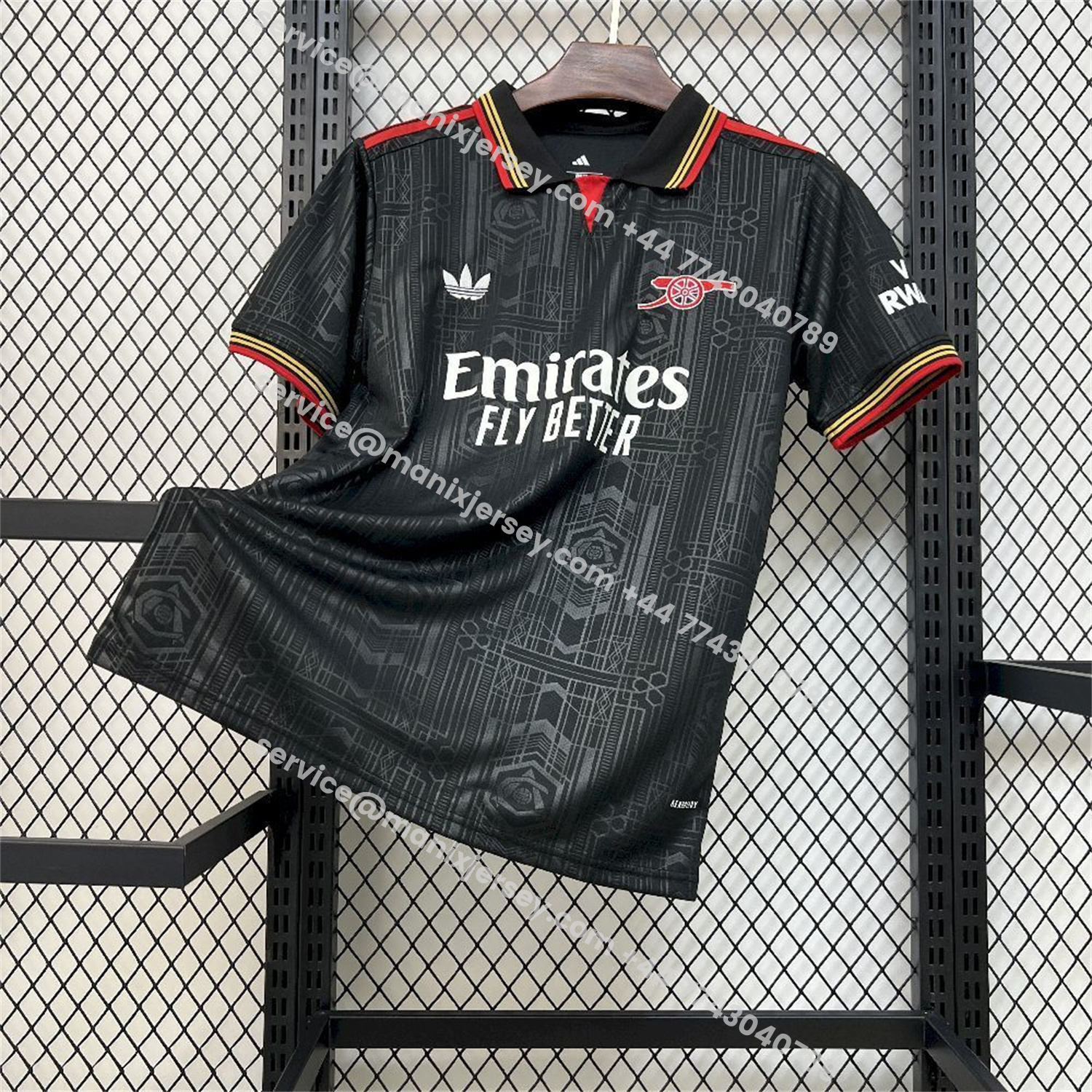 ManixJersey.com | Arsenal 25-26 Black POLO Throwback Trefoil Jersey - Fans Version -Customize Name, Number and Patch | Worldwide Shipping