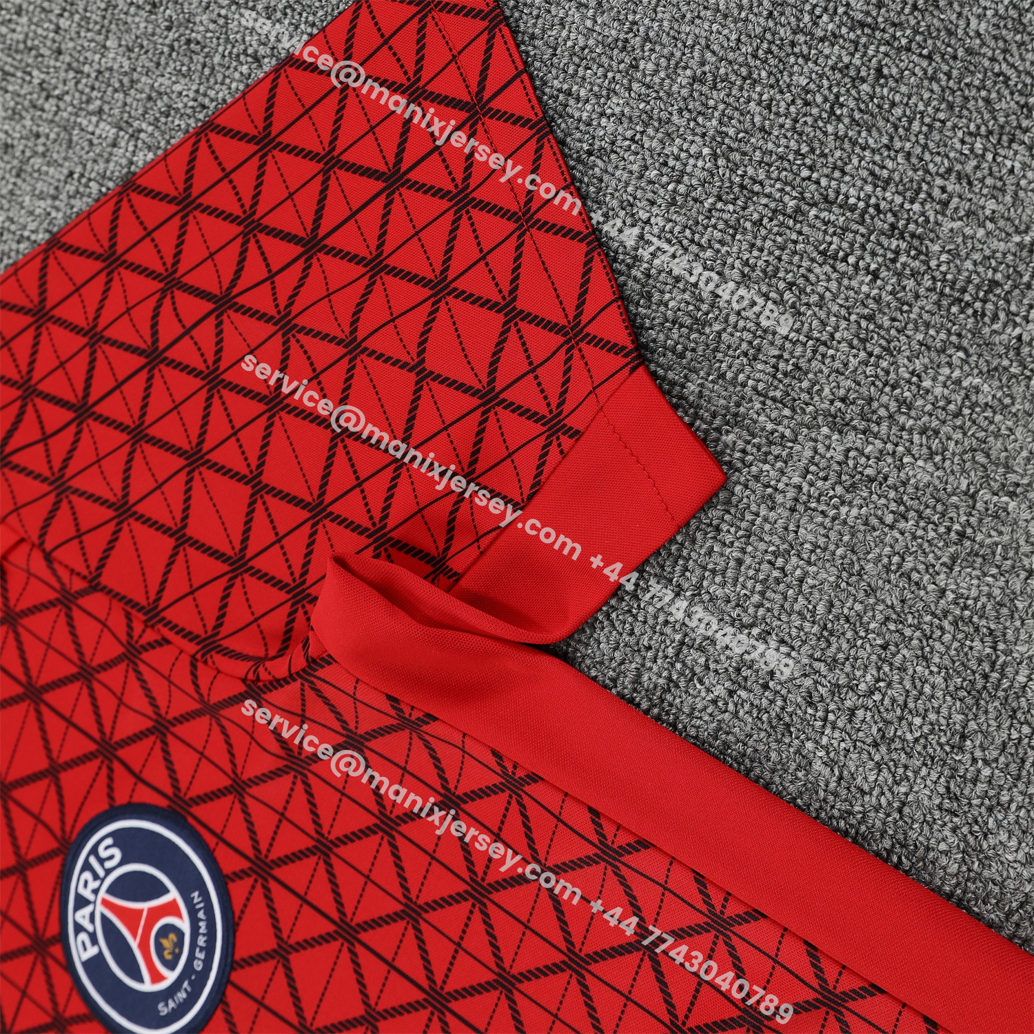 ManixJersey.com | Paris Saint-Germain PSG 25-26 Short-Sleeve Training Set - Red Top & Deep Blue Shorts -Customize Name, Number and Patch | Worldwide Shipping