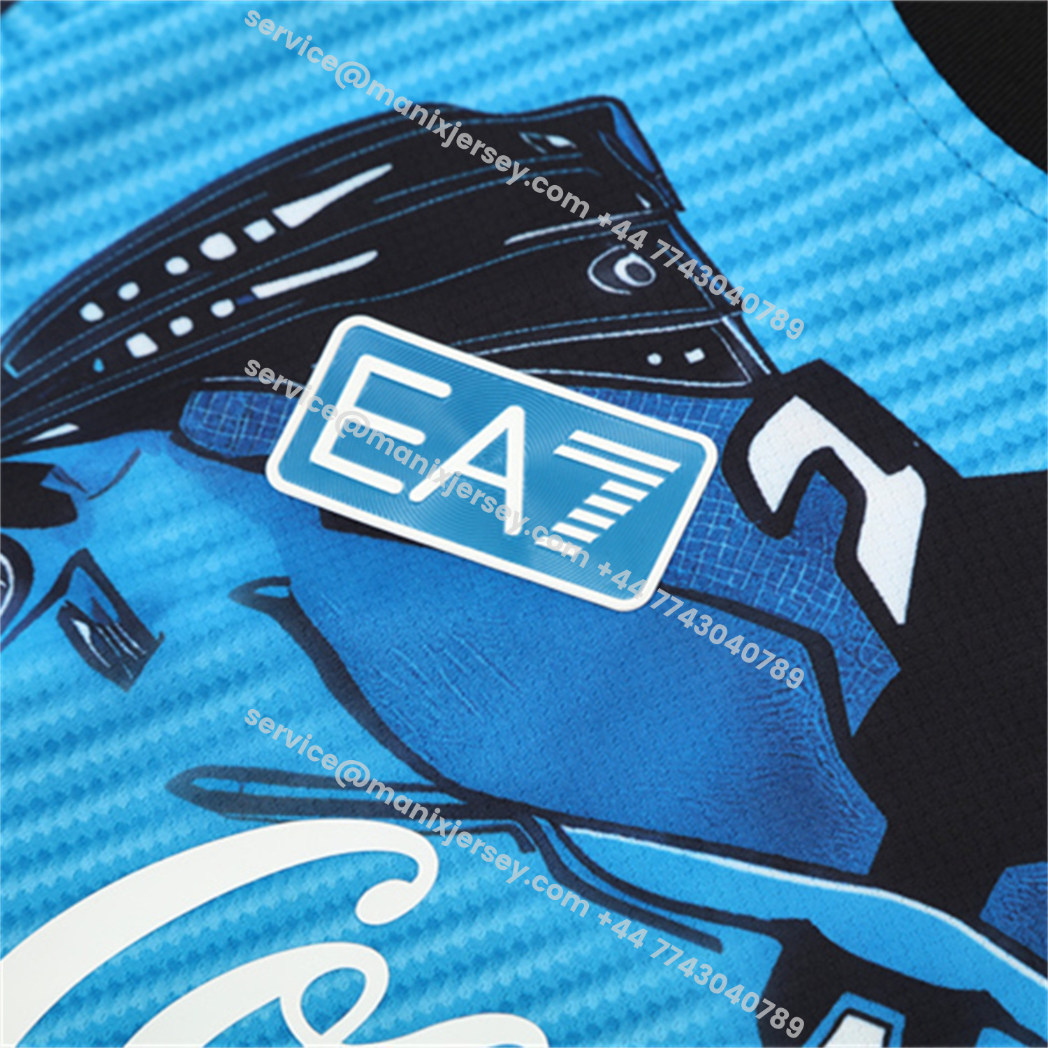 ManixJersey.com | Napoli 25-26 Kids Short-Sleeve Training Set - Blue Mecha Top & Black Shorts -Customize Name, Number and Patch | Worldwide Shipping