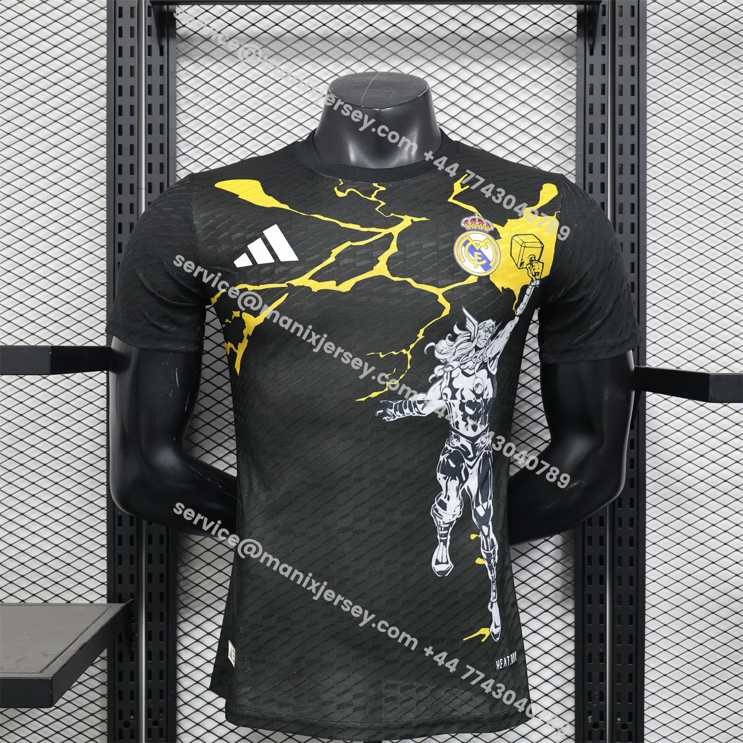 ManixJersey.com | Real Madrid 25-26 Black Thunder Comics Special Jersey - Player Version -Customize Name, Number and Patch | Worldwide Shipping