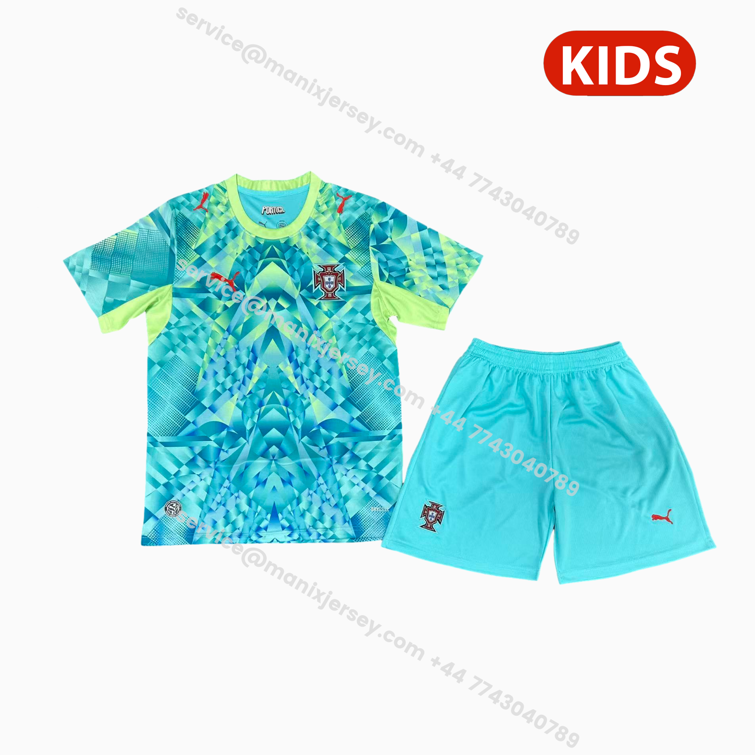 ManixJersey.com | Portugal 2026 Goalkeeper Green Kids Kit -Customize Name, Number and Patch | Worldwide Shipping