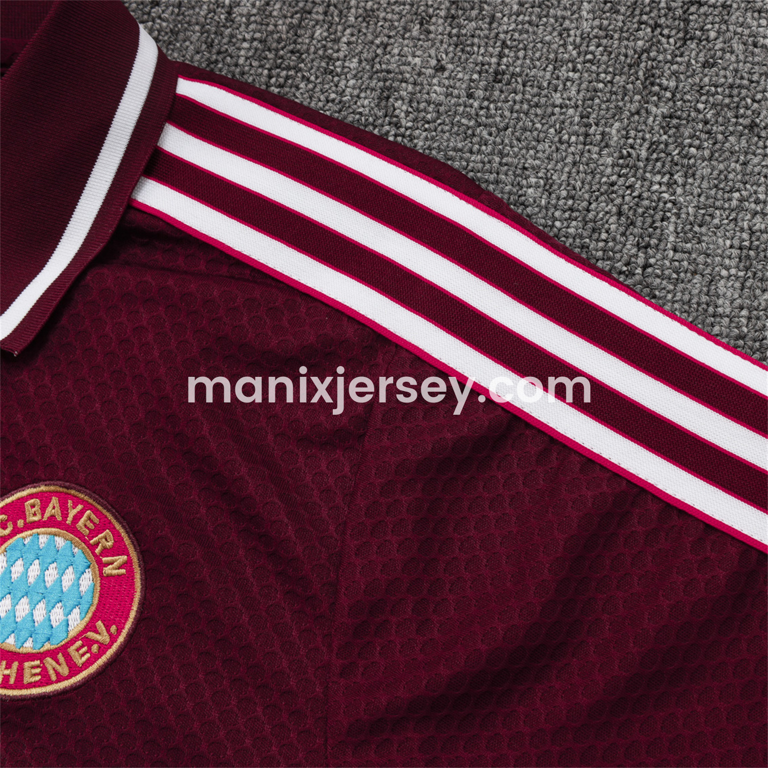 ManixJersey.com | Bayern Munich 25-26 POLO Short-Sleeve Training Set - Deep Red Top and Pants -Customize Name, Number and Patch | Worldwide Shipping