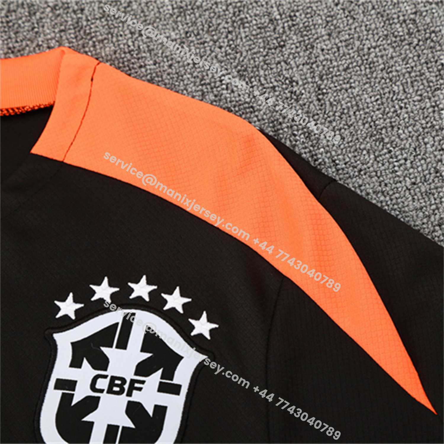 ManixJersey.com | Brazil 25-26 Short-Sleeve Training Set - Black Top & Black Shorts -Customize Name, Number and Patch | Worldwide Shipping