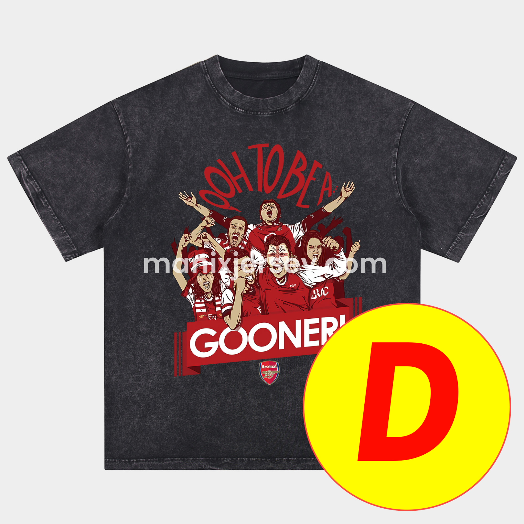 ManixJersey.com | Arsenal Henry Wenger Saka Gunners Oversized Washed T-Shirt -Customize Name, Number and Patch | Worldwide Shipping
