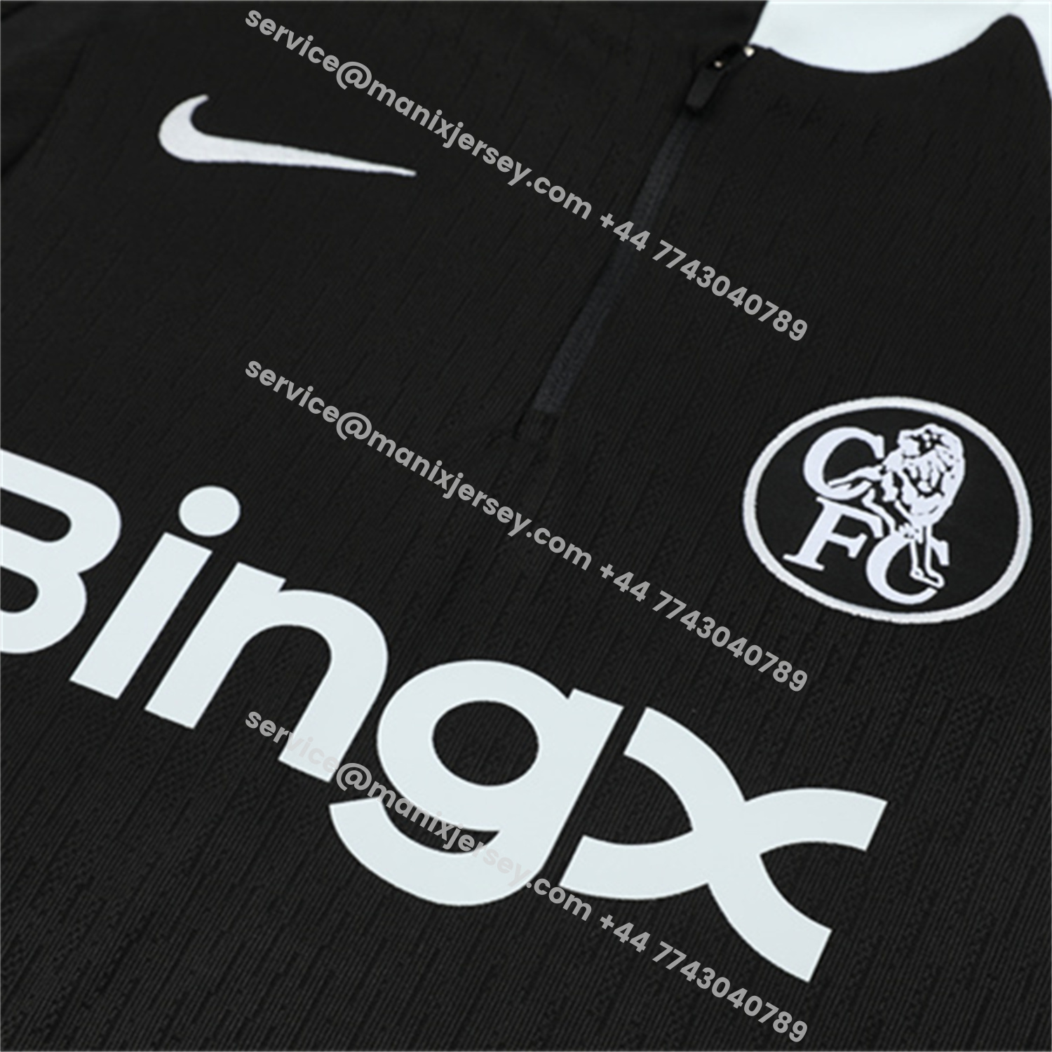 ManixJersey.com | C.H.E.L.S.E.A 25-26 Kids Long Sleeve Training Set - Player Version - Black Top and Black Pants -Customize Name, Number and Patch | Worldwide Shipping
