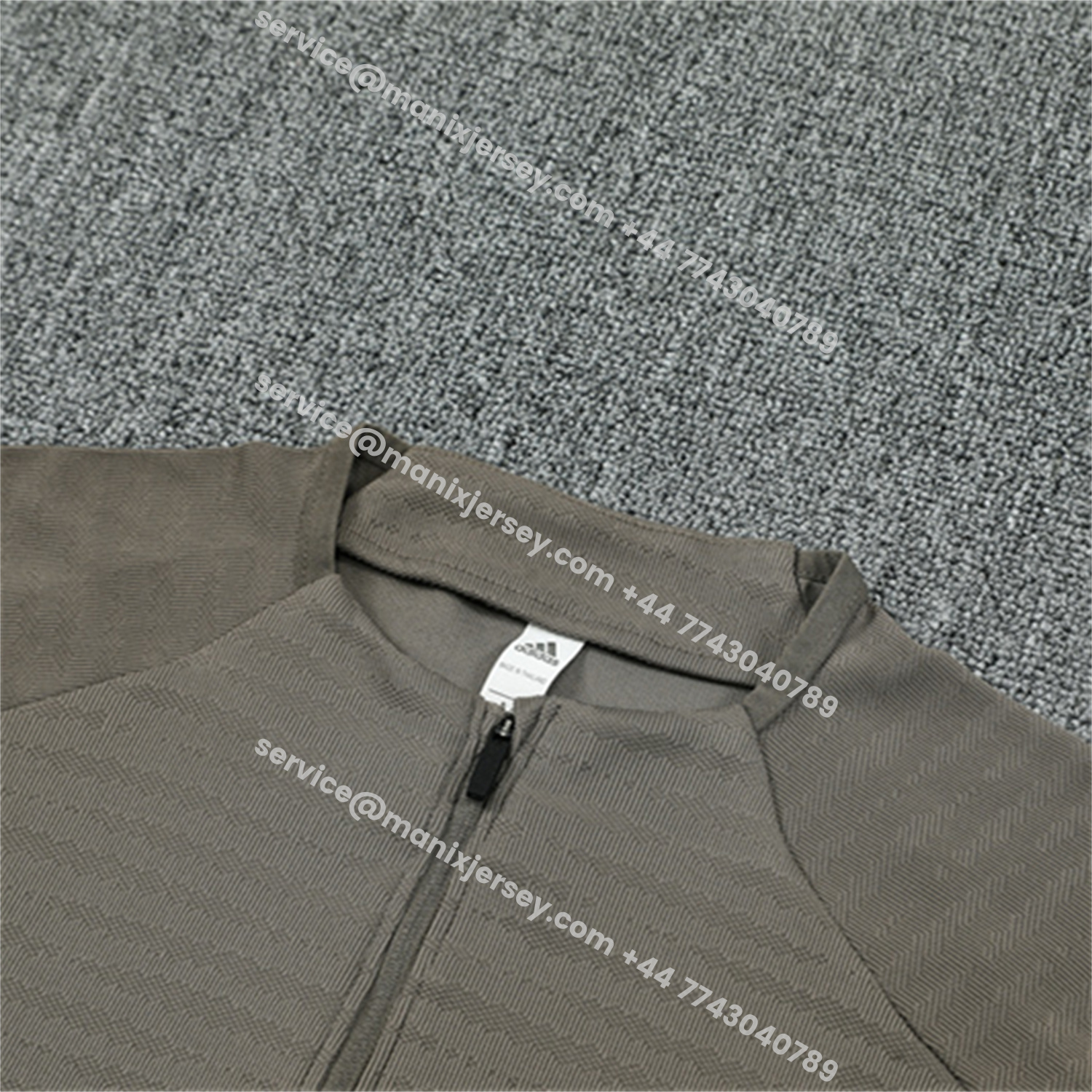 ManixJersey.com | Real Madrid 25-26 Long Sleeve Training Set - Player Version - Khaki Top and Khaki Pants -Customize Name, Number and Patch | Worldwide Shipping