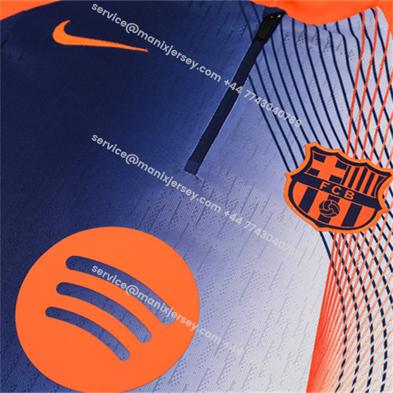 ManixJersey.com | Barcelona 25-26 Kids Long Sleeve Training Set - Red Blue Line Top & Blue Pants -Customize Name, Number and Patch | Worldwide Shipping