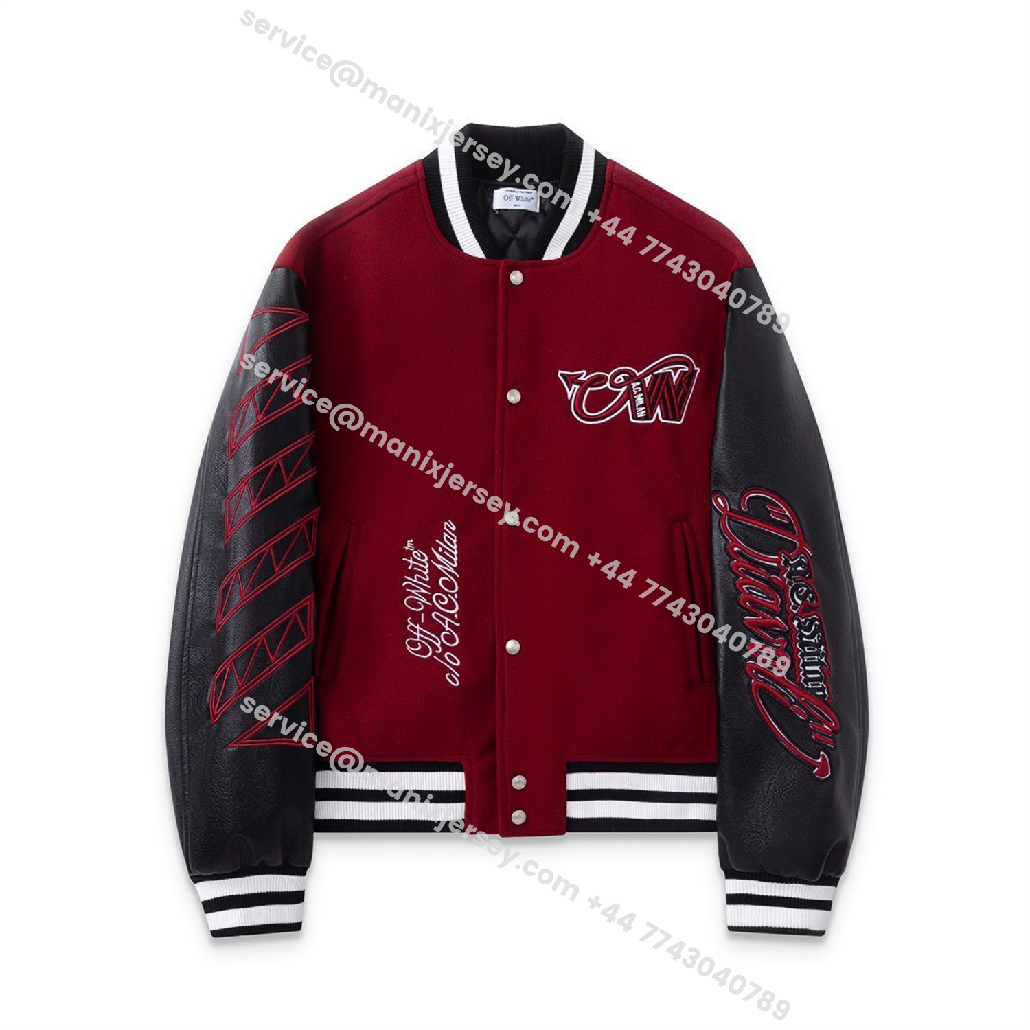 ManixJersey.com | AC Milan 25-26 Off-White Warm Windbreaker Jacket - Wine Red And Black -Customize Name, Number and Patch | Worldwide Shipping