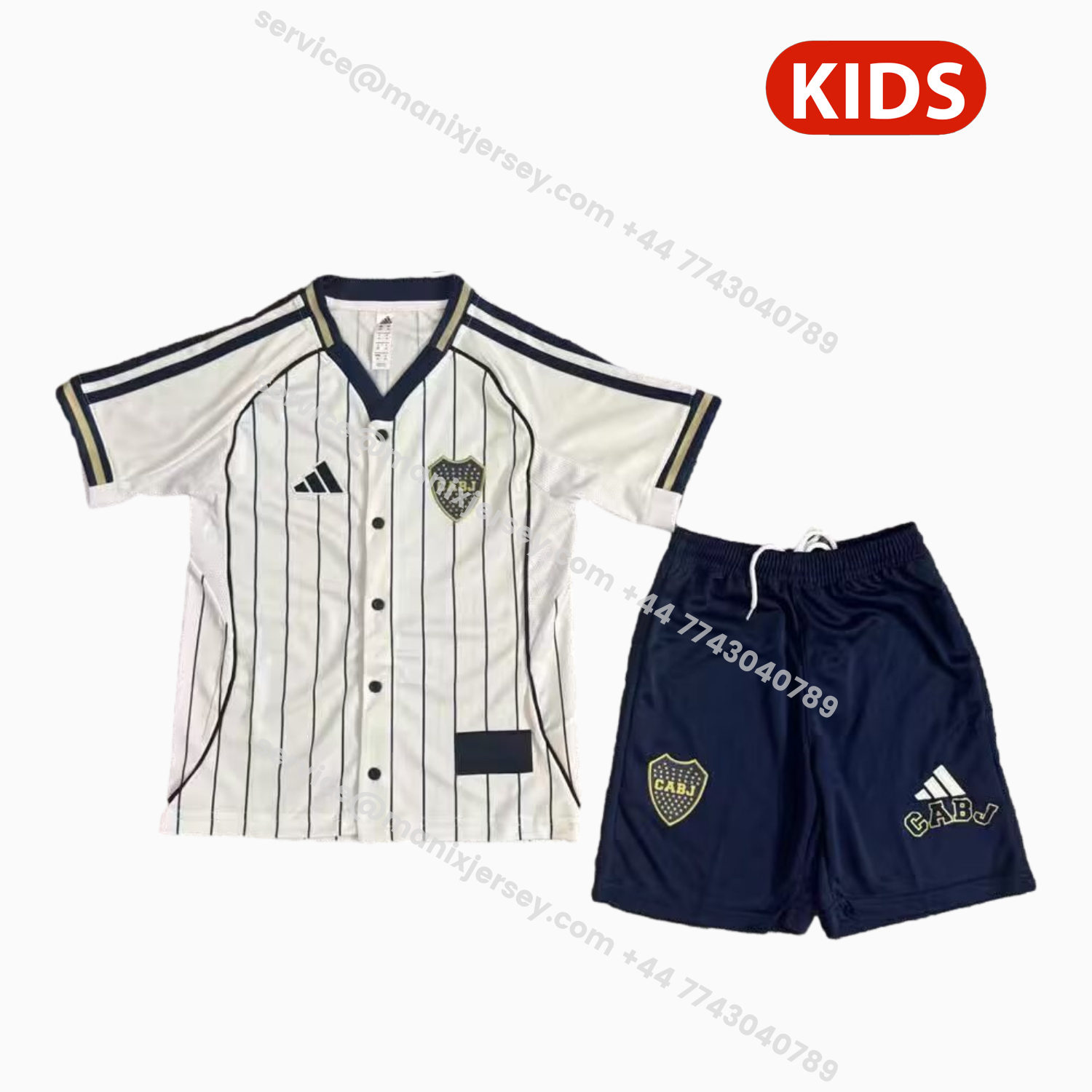 ManixJersey.com | Boca Juniors 25-26 White Baseball Kids Kit -Customize Name, Number and Patch | Worldwide Shipping