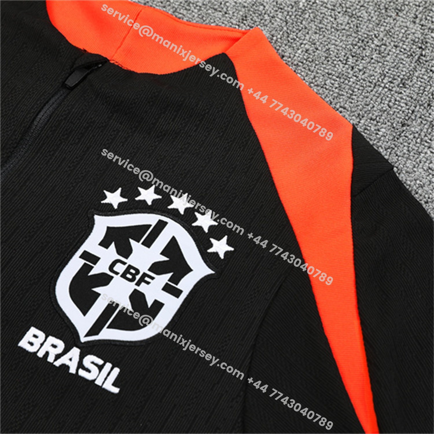 ManixJersey.com | Brazil 25-26 Kids Long Sleeve Training Set - Player Version - Black Top and Pants -Customize Name, Number and Patch | Worldwide Shipping