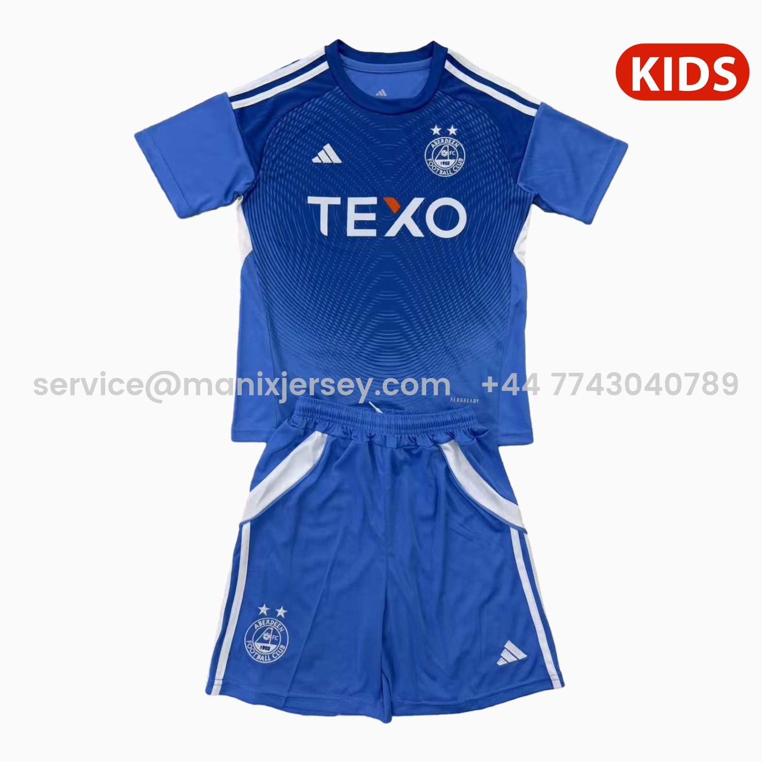 ManixJersey.com | Aberdeen 25-26 Blue Goalkeeper Kids Kit -Customize Name, Number and Patch | Worldwide Shipping