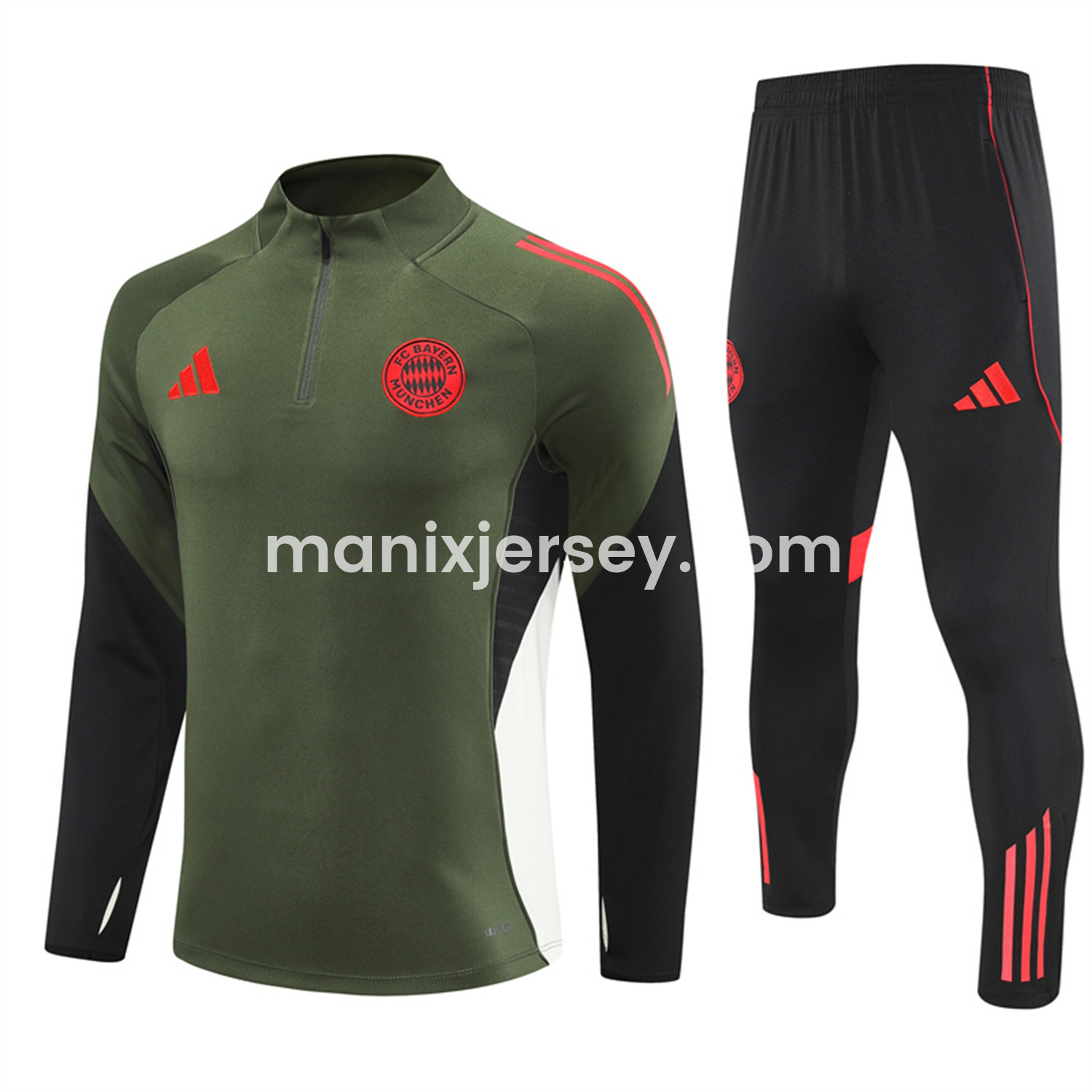 ManixJersey.com | Bayern Munich 25-26 Long Sleeves Training Set - Green Top & Black Pants -Customize Name, Number and Patch | Worldwide Shipping