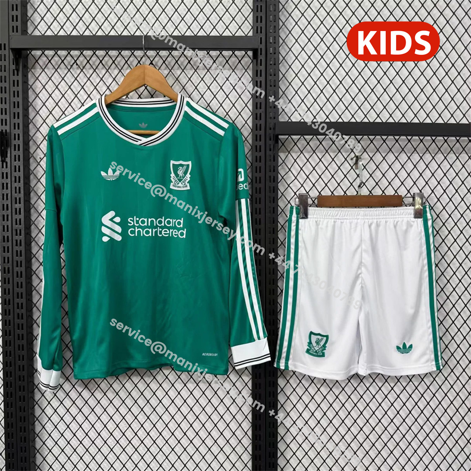 ManixJersey.com | Liver.pool 25-26 Third Green Long Sleeves Kids Kit -Customize Name, Number and Patch | Worldwide Shipping