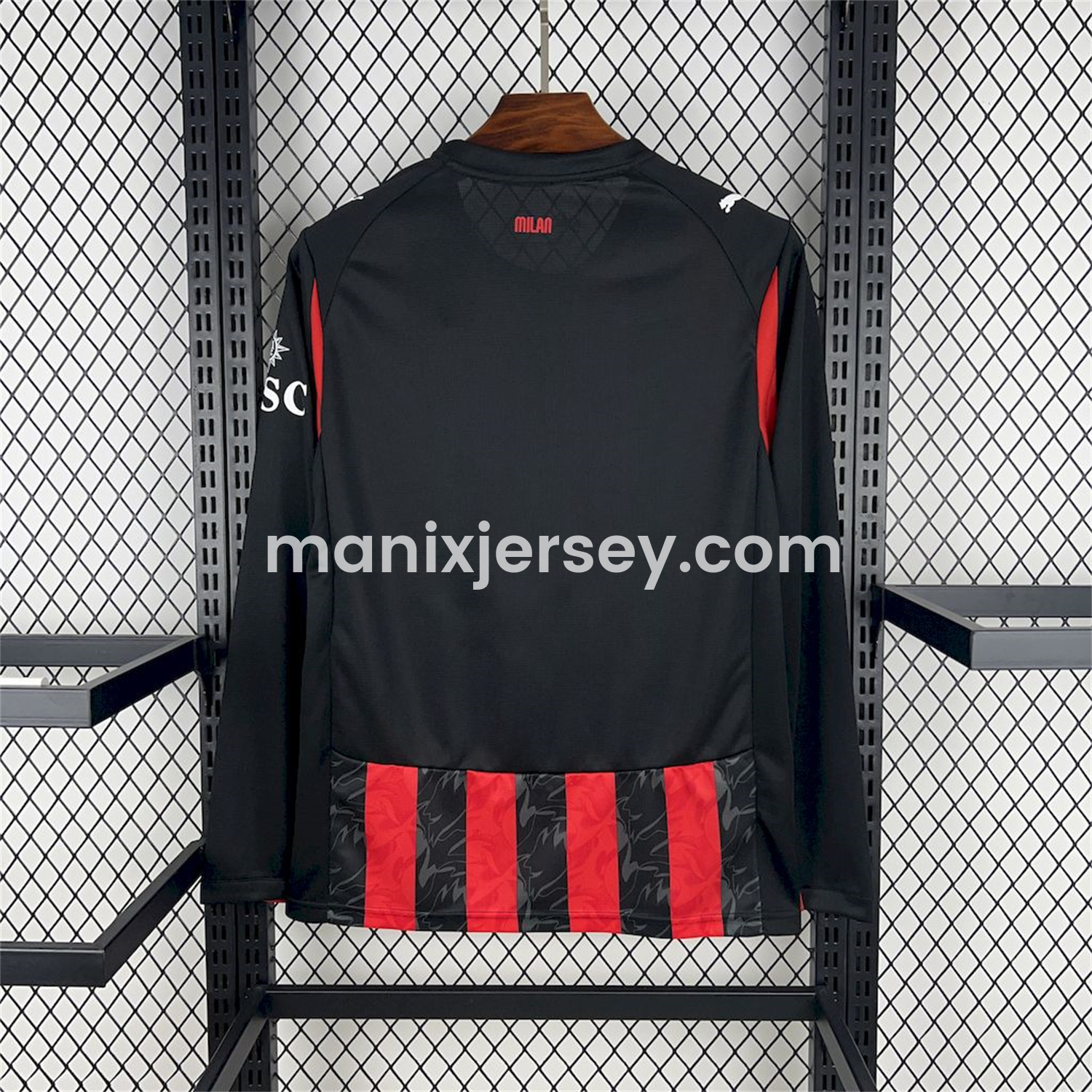 ManixJersey.com | AC Milan 25-26 Home Long Sleeves Jersey - Fans Version -Customize Name, Number and Patch | Worldwide Shipping