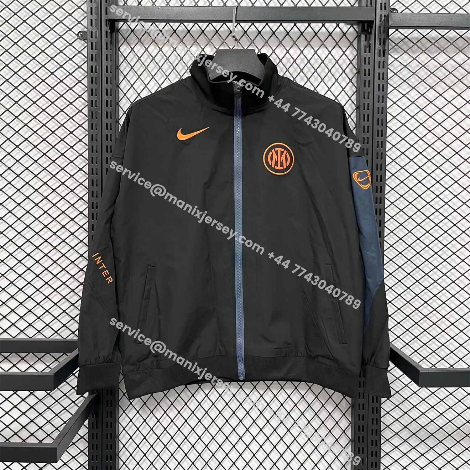 ManixJersey.com | Inter Milan 25-26 Windbreaker Jacket - Black -Customize Name, Number and Patch | Worldwide Shipping