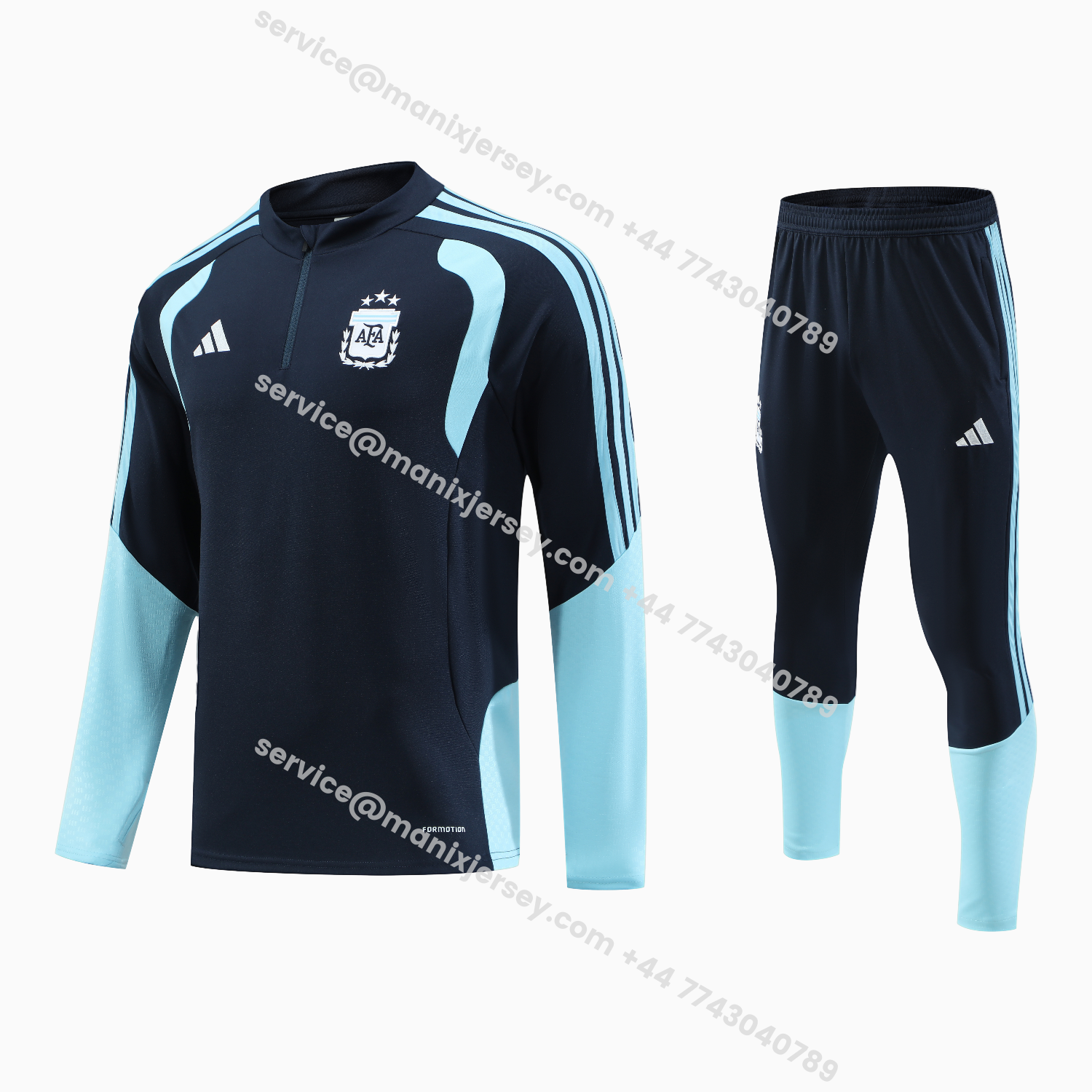 ManixJersey.com | Argentina 2026 Long Sleeve Training Set - Blue Black Top & Pants -Customize Name, Number and Patch | Worldwide Shipping