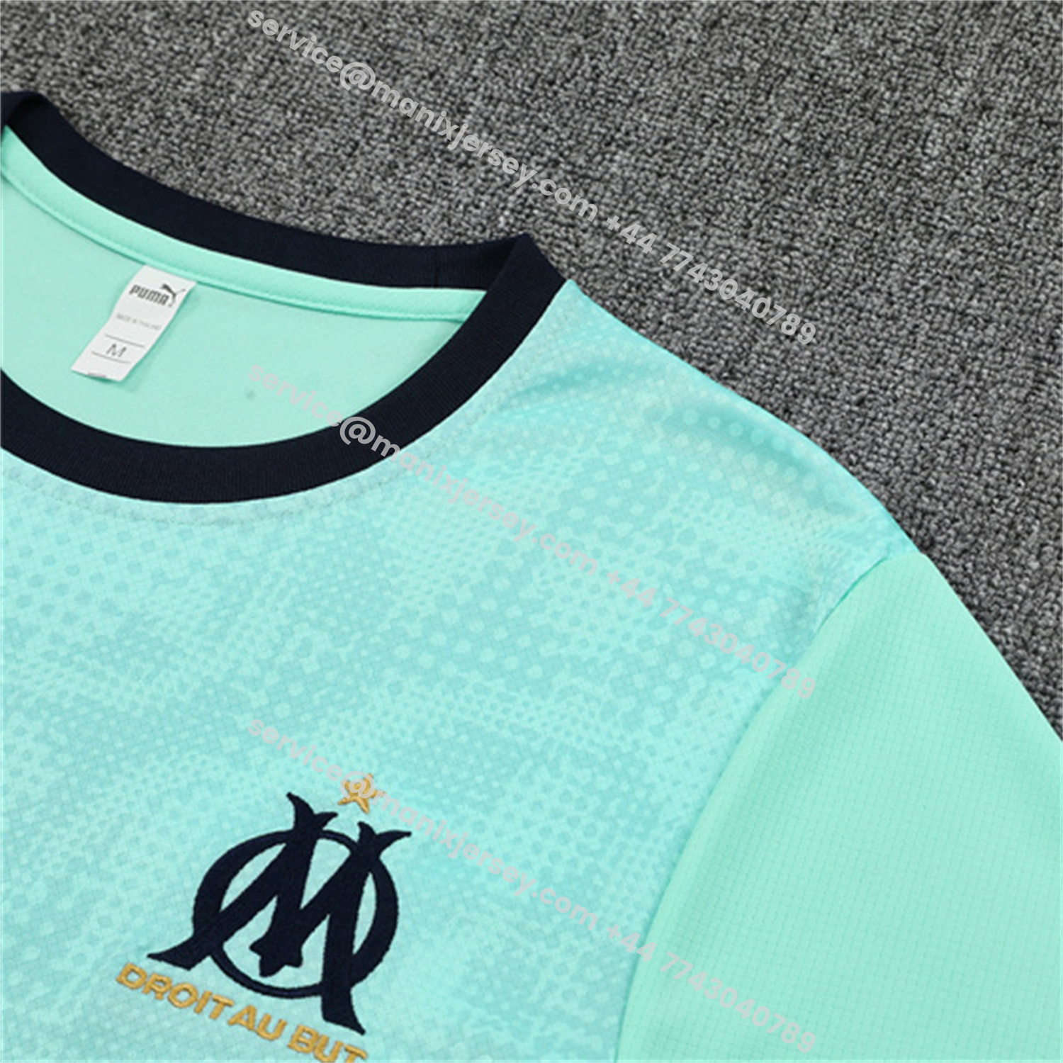 ManixJersey.com | Marseille 25-26 Short-Sleeve Training Set - Nattierblue Top & Deep Blue Pants -Customize Name, Number and Patch | Worldwide Shipping
